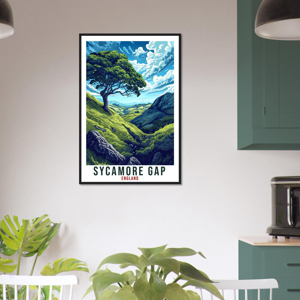 Sycamore Gap Travel Print English Wall Art Home Decor Wall Hanging Travel Art Gift Sycamore Gap Travel Poster Crag Lough Artwork Art Lover