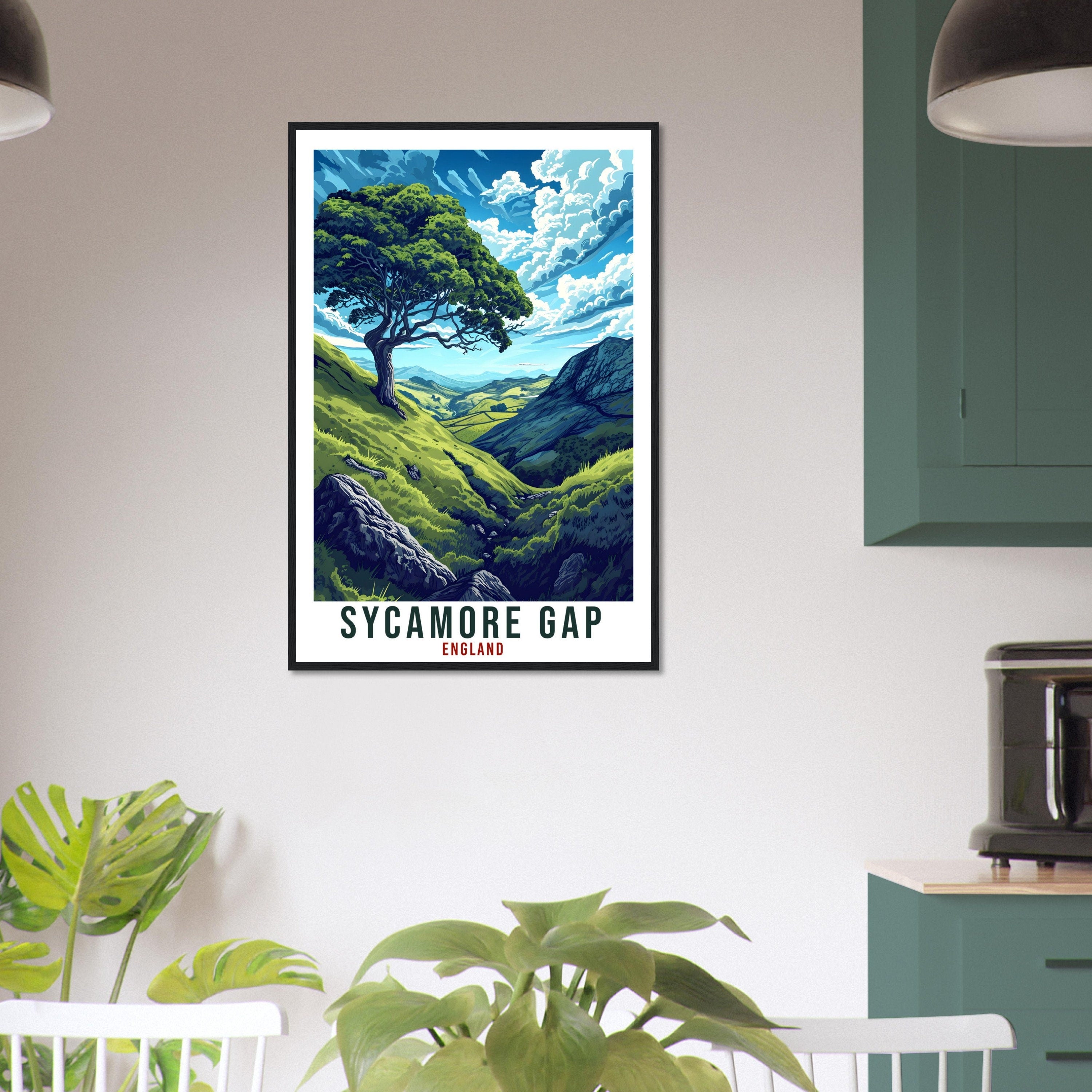 Sycamore Gap Travel Print English Wall Art Home Decor Wall Hanging Travel Art Gift Sycamore Gap Travel Poster Crag Lough Artwork Art Lover
