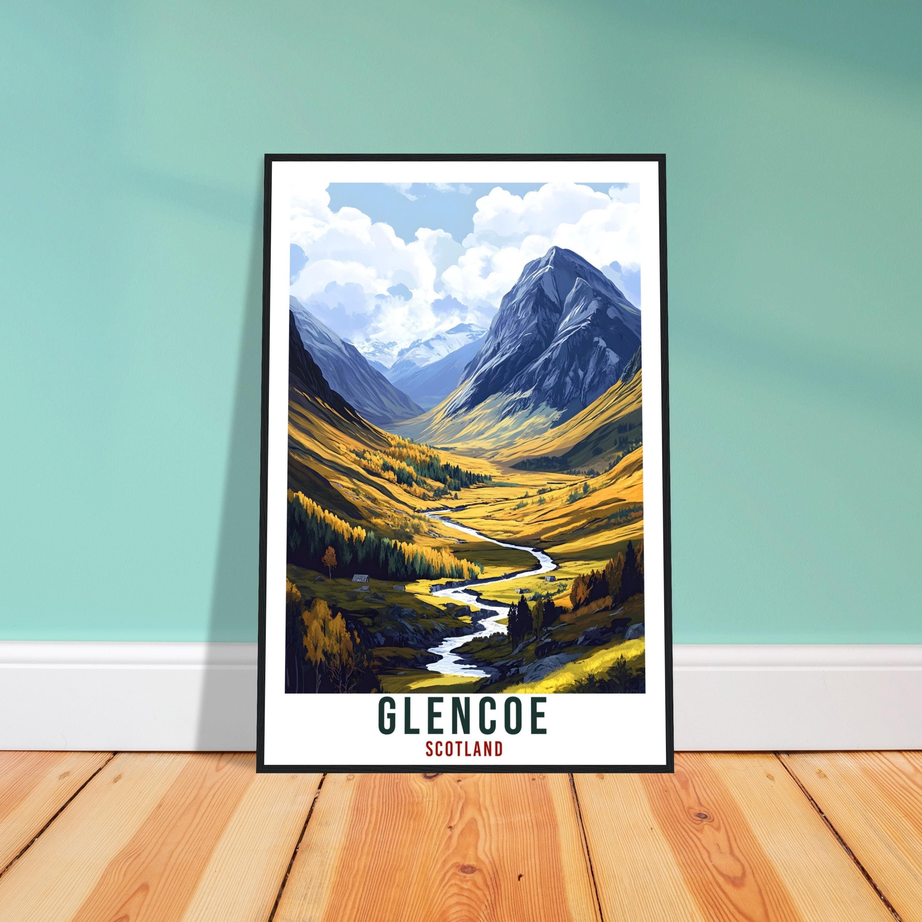 Glencoe Travel Print Scotland Home Decor Glencoe Wall Art Wall Hanging Art Lover Scotland Artwork Travel Poster Glencoe Travel Art Gift