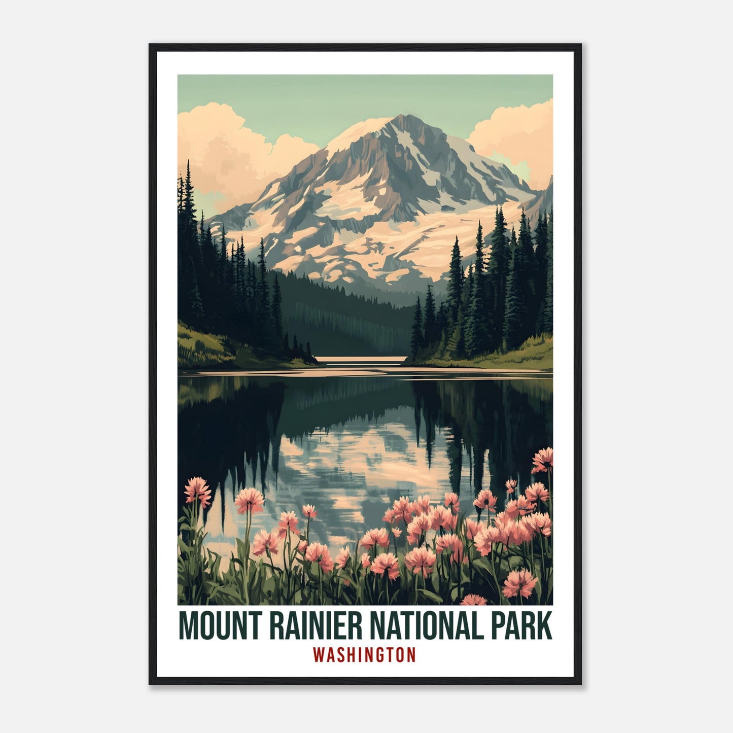Mount Rainier National Park Washington USA Travel Print Wall Art Wall Hanging Décor Mount Rainier Gift Travel Art USA Artwork Travel Poster