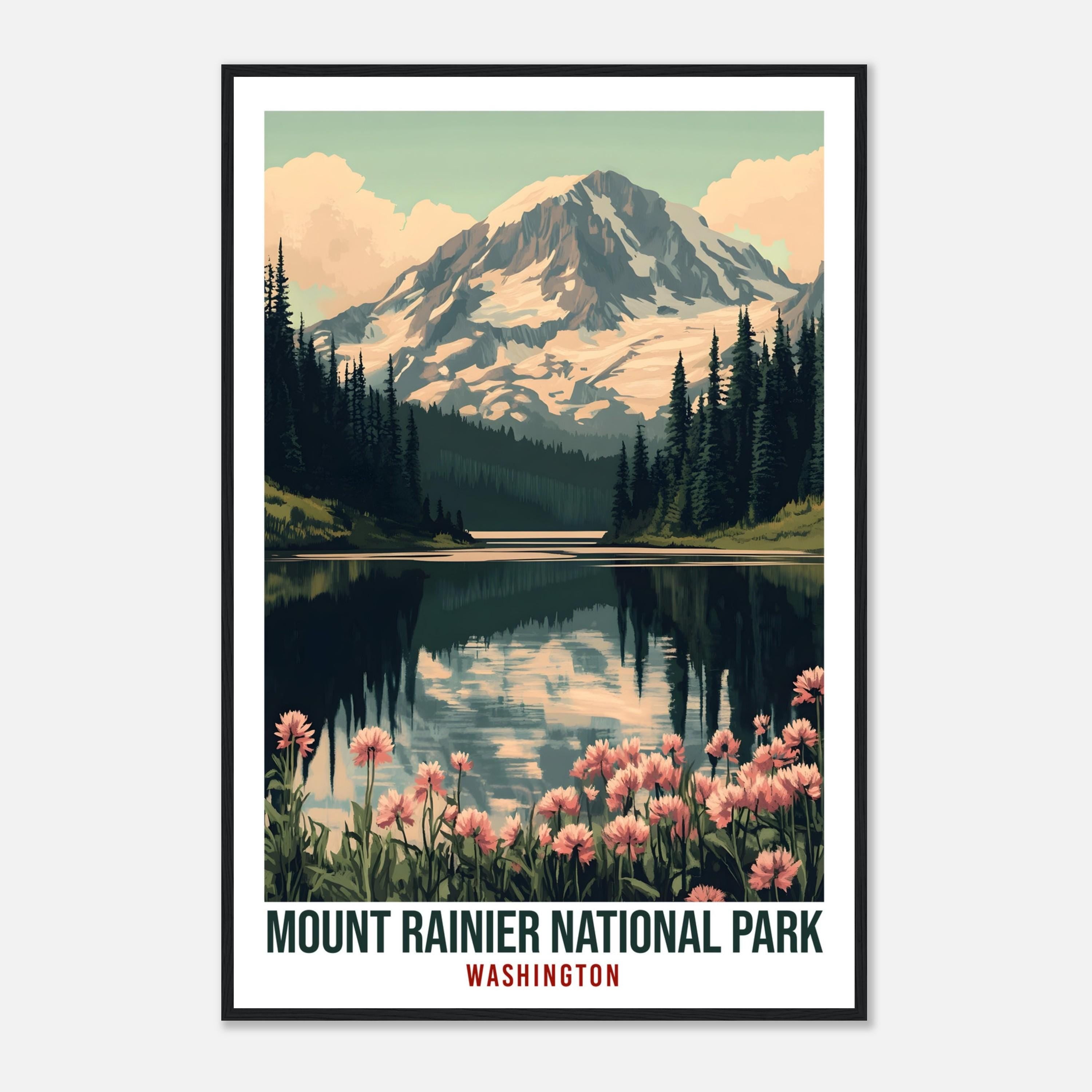 Mount Rainier National Park Washington USA Travel Print Wall Art Wall Hanging Décor Mount Rainier Gift Travel Art USA Artwork Travel Poster