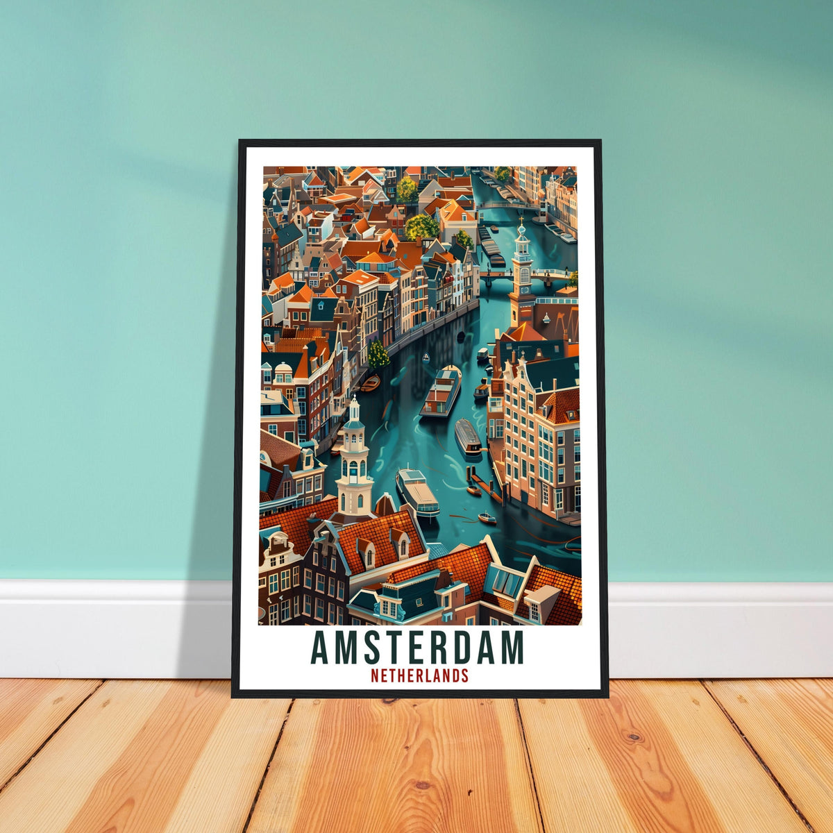 Amsterdam Canals Travel Print Holland Wall Art Wall Hanging Home Décor Amsterdam Gift Gift Dutch Artwork Gift The Netherlands Travel Poster