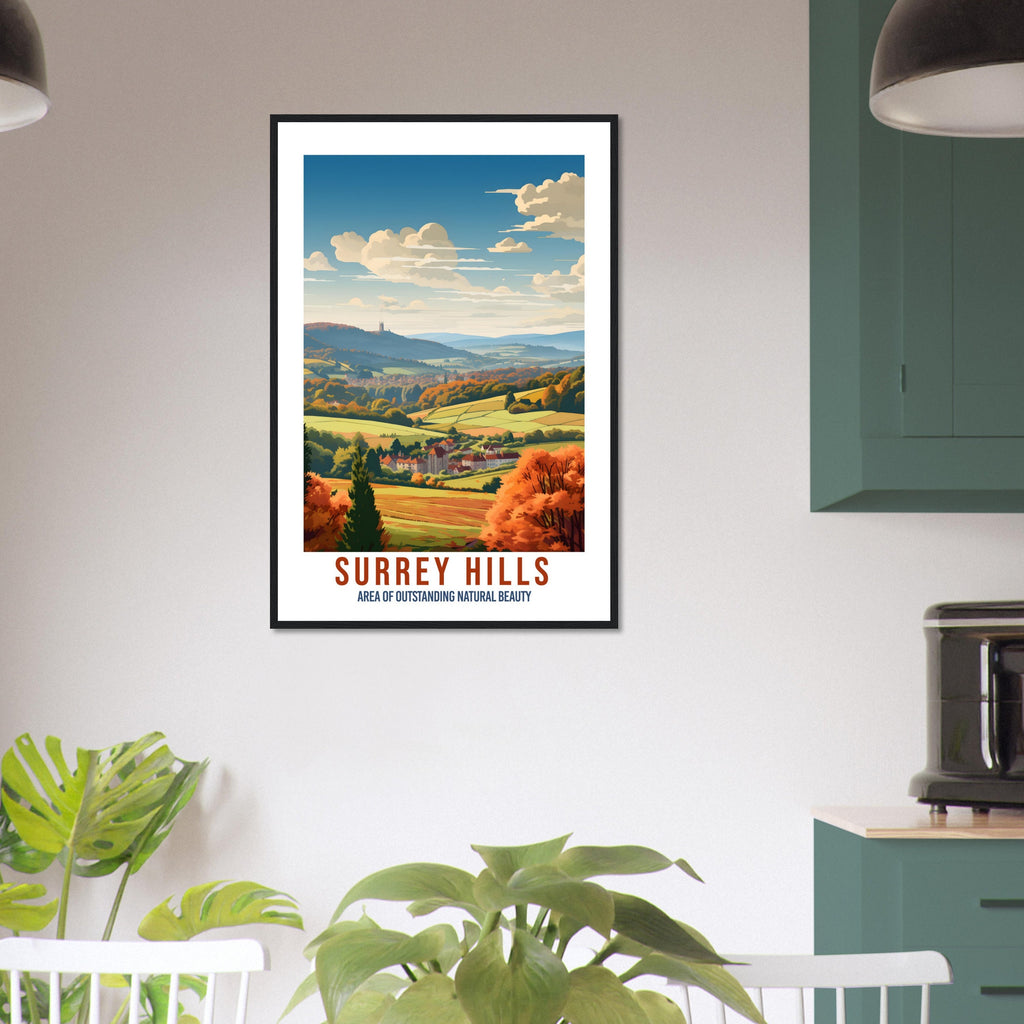 Surrey Hills Travel Poster Surrey Hills Home Decoration Mountain Landscape England Nature Wall Hanging Surrey Hills Artwork Travel Print