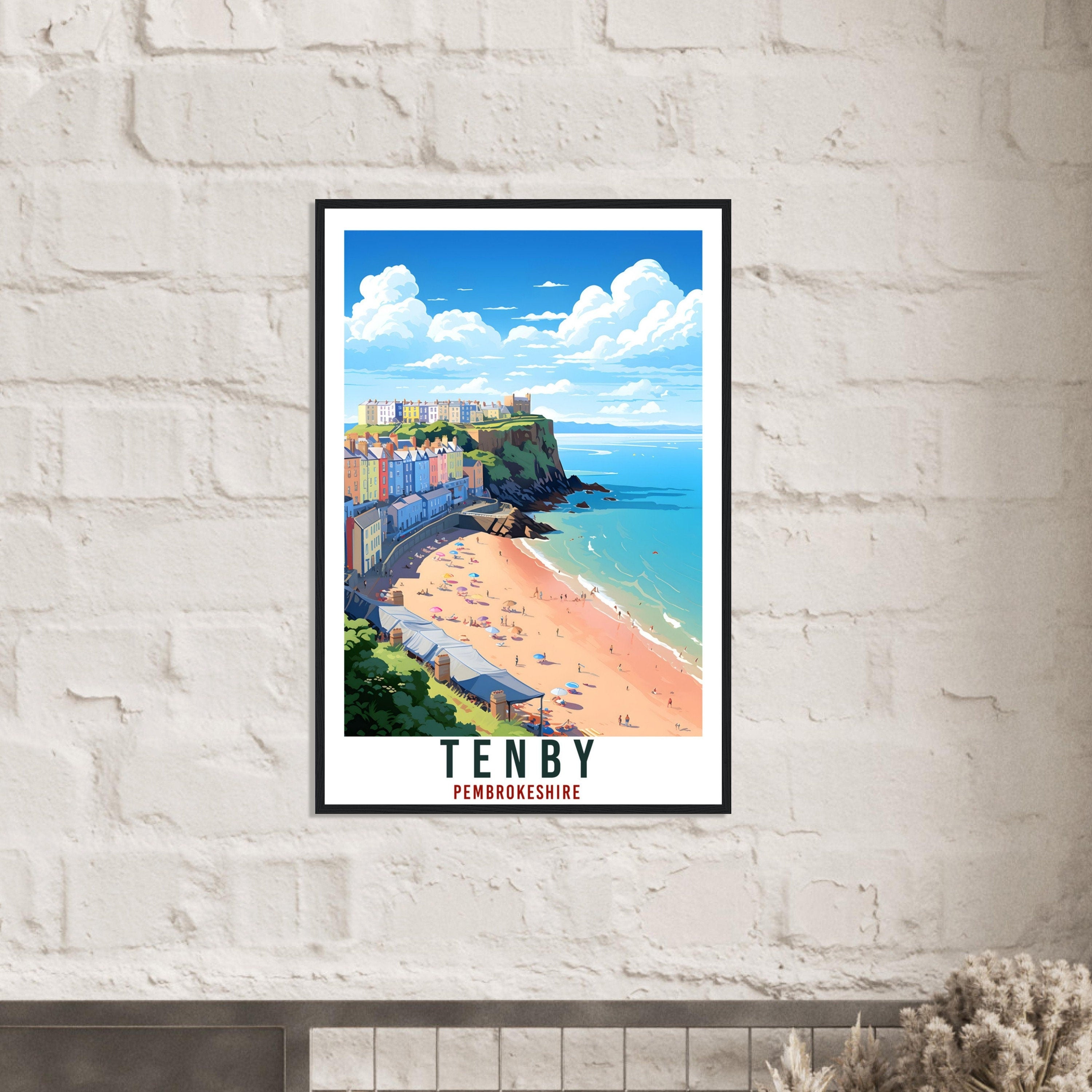 Tenby Travel Print English Wall Art Home Decor Pembrokeshire Travel Art Gift Tenby Travel Poster England Landscape Artwork Art Lover Gift