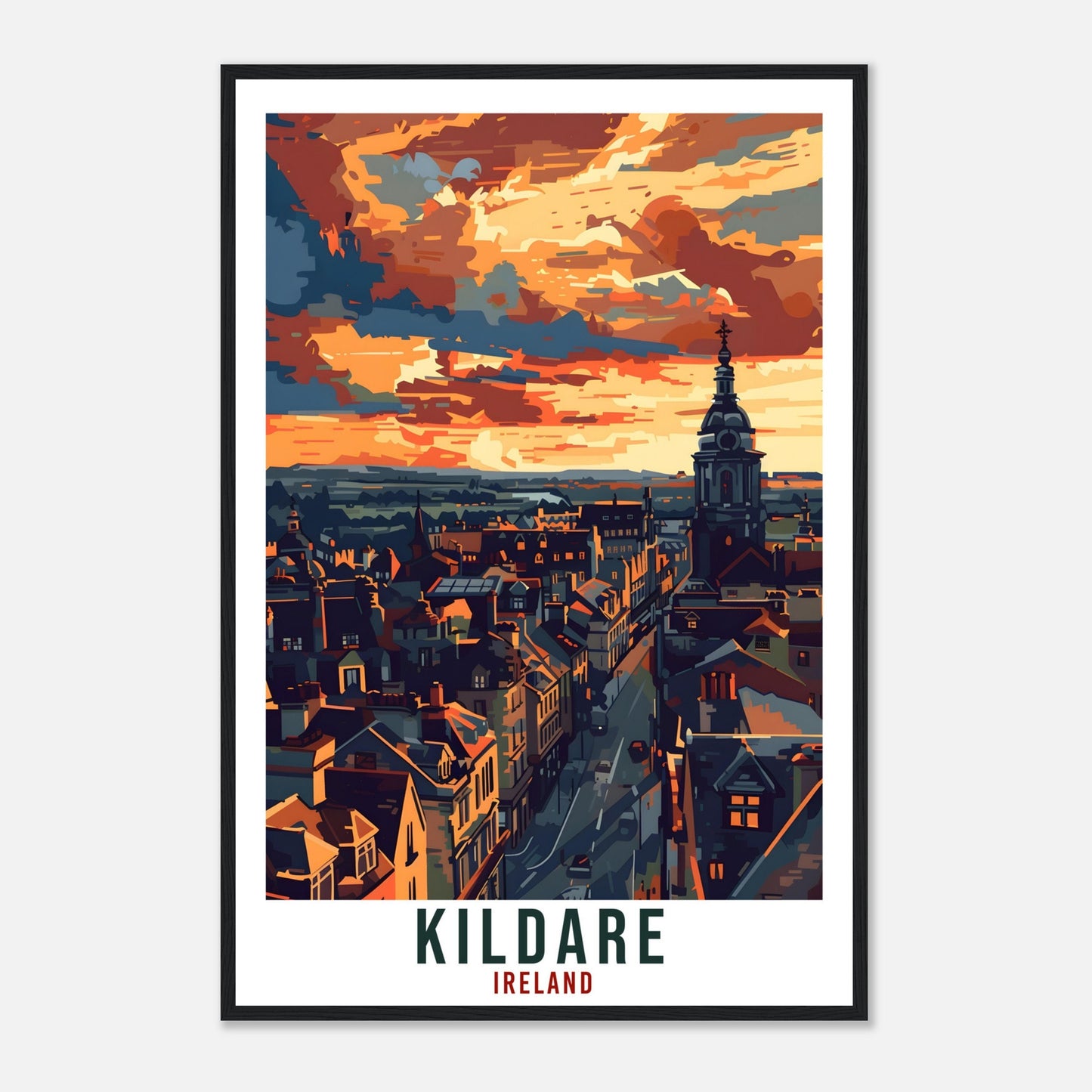 Kildare Travel Print Ireland Wall Art Wall Hanging Home Living Décor Kildare Gift Art Lovers Gift Irish Artwork Gift Ireland Travel Poster