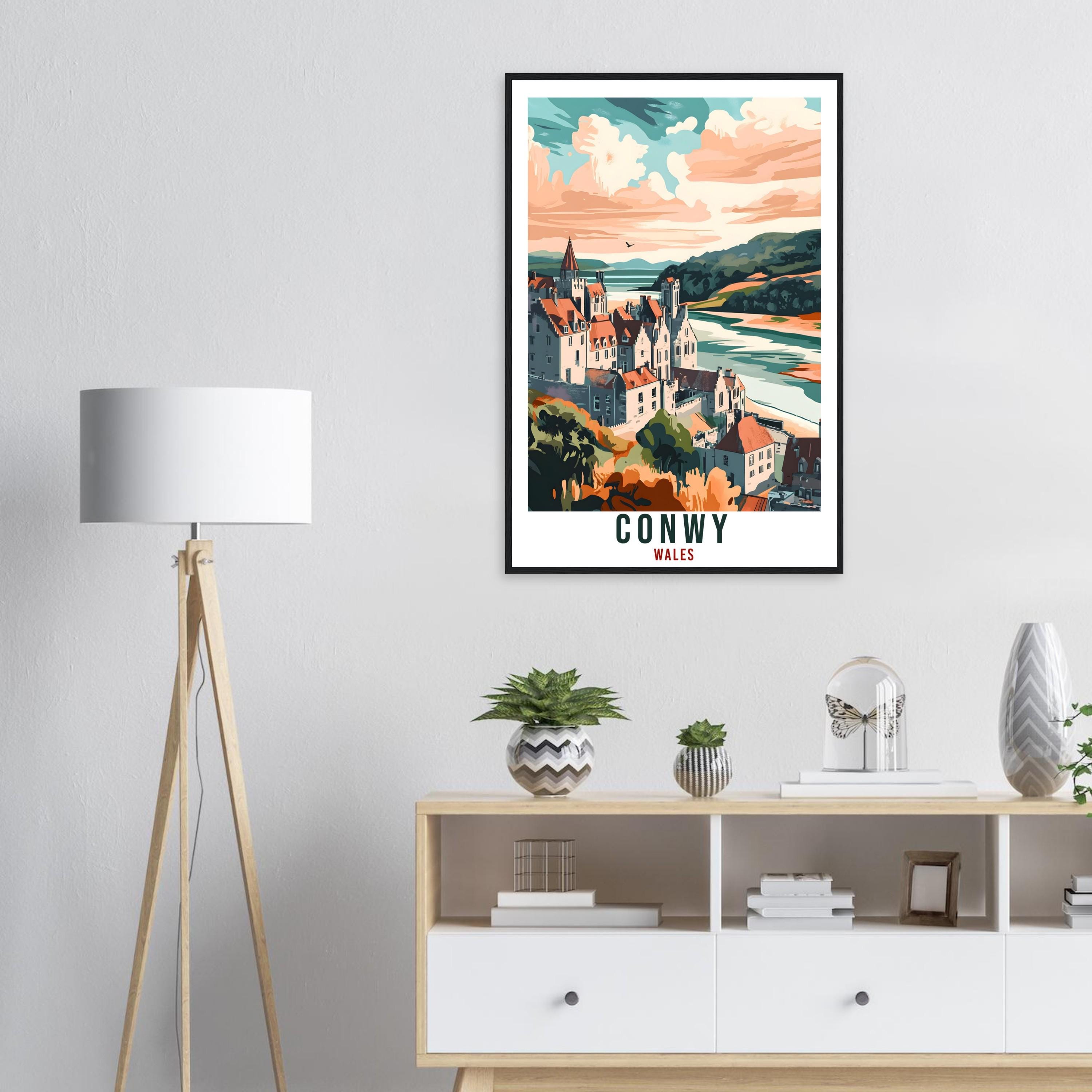 Conwy Travel Print Wales Home Decor Conwy Wall Art Wall Hanging Art Lover Wales Artwork Travel Poster Wales Conwy Travel Artwork Gift