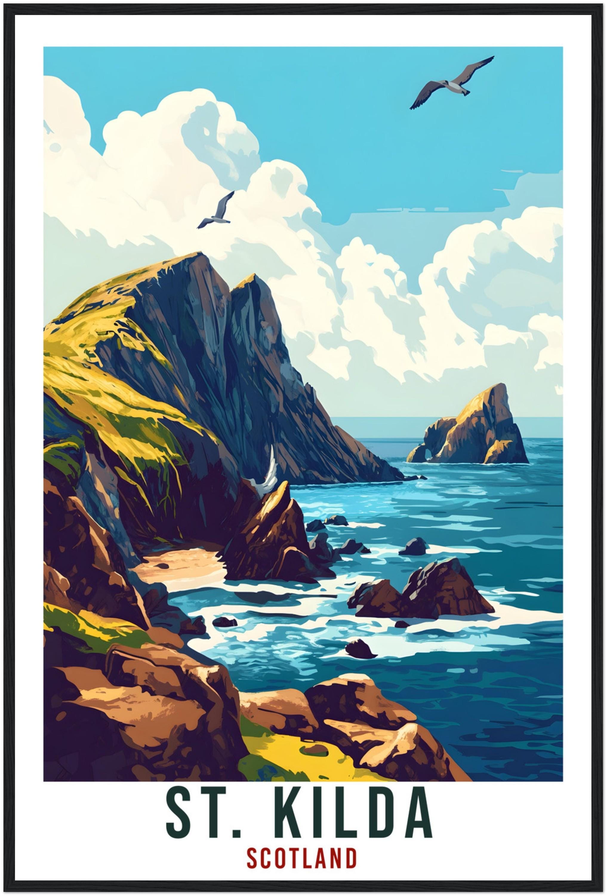 St Kilda Travel Print Scotland Home Decor St Kilda Wall Art Wall Hanging Art Lover Scotland Artwork Travel Poster St Kilda Travel Art Gift