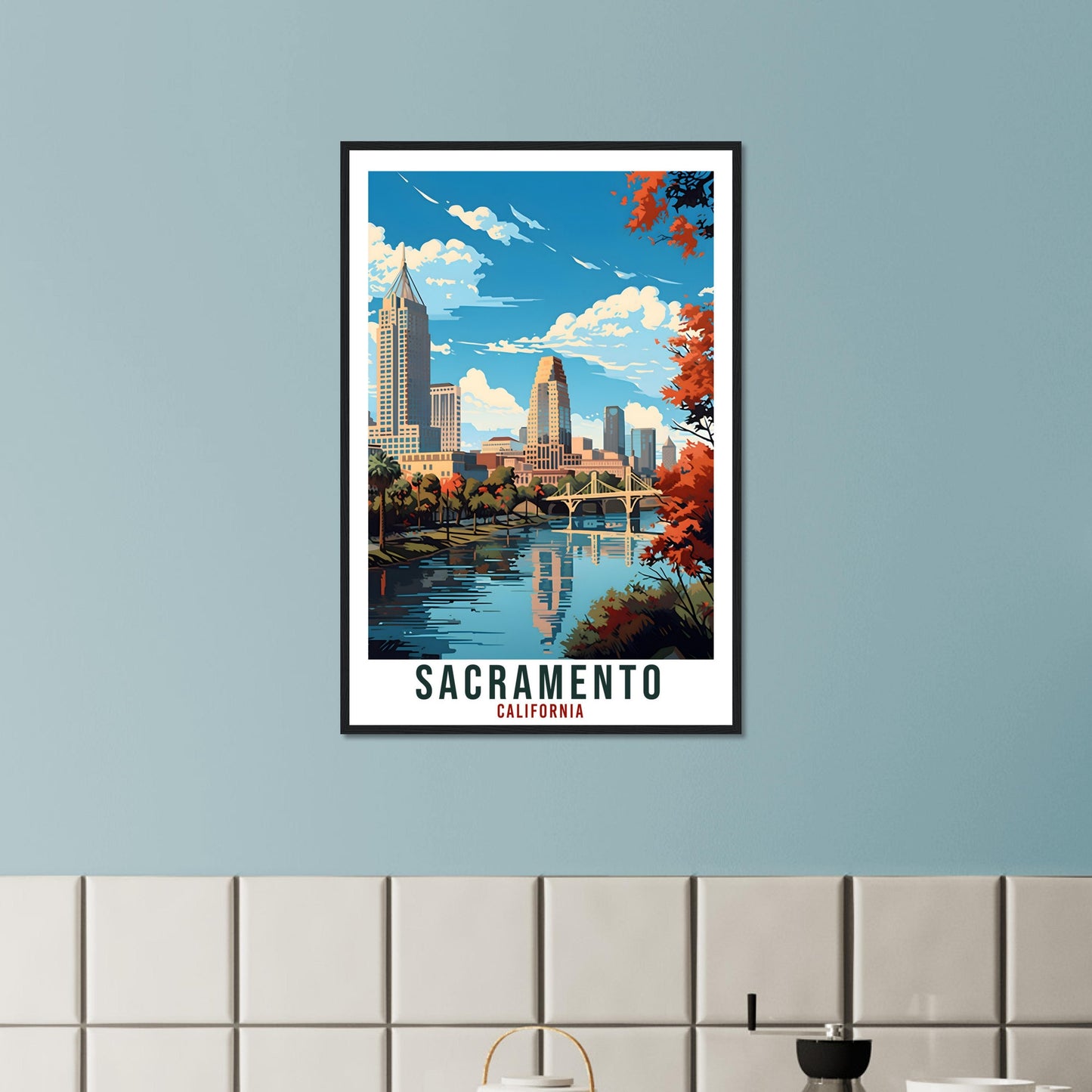 Sacramento Travel Poster California Home Decoration USA City Wall Art Gift Wall Hanging Art Lover California Artwork Sacramento Travel Print