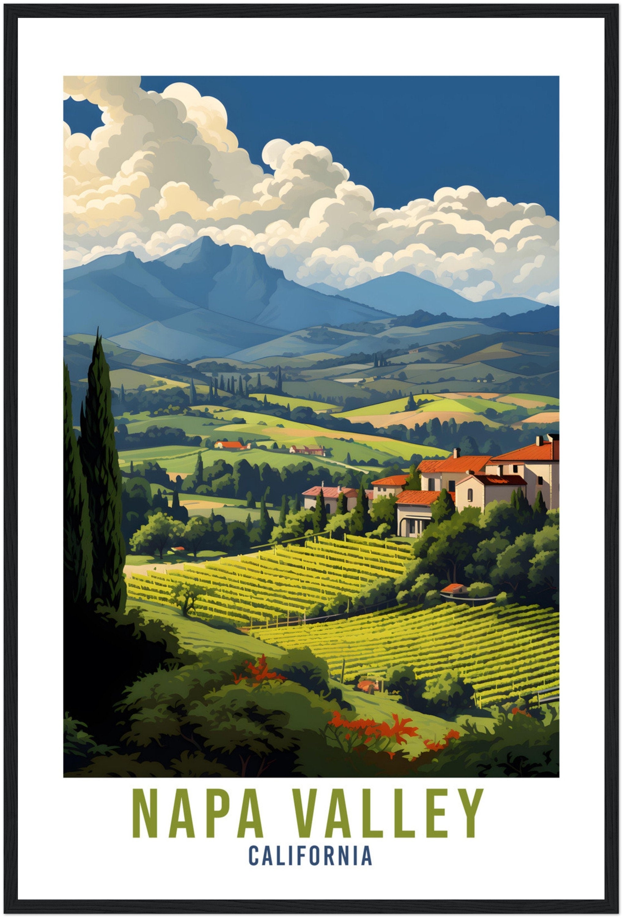 Napa Valley Travel Print Napa Valley Wall Art Wall Hanging Napa Valley Gift Travel Poster California Art Lover Gift Napa Valley Vineyards