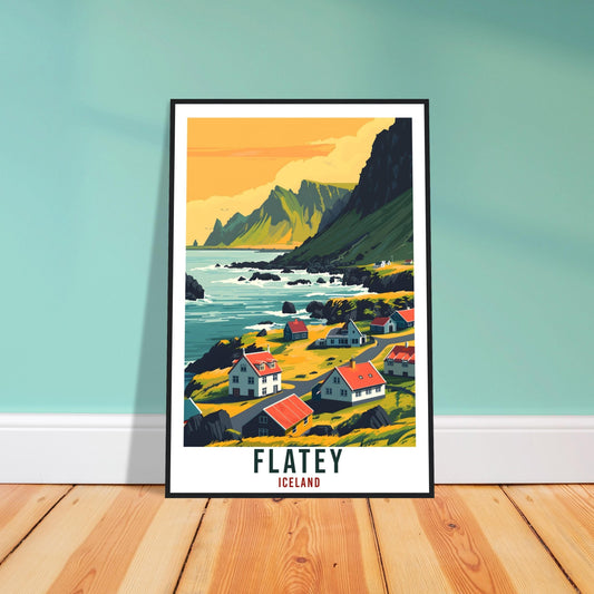 Flatey Iceland Travel Print Wall Art Wall Hanging Home Décor Iceland Flatey Gift Travel Art Iceland Artwork City Landscape Travel Poster