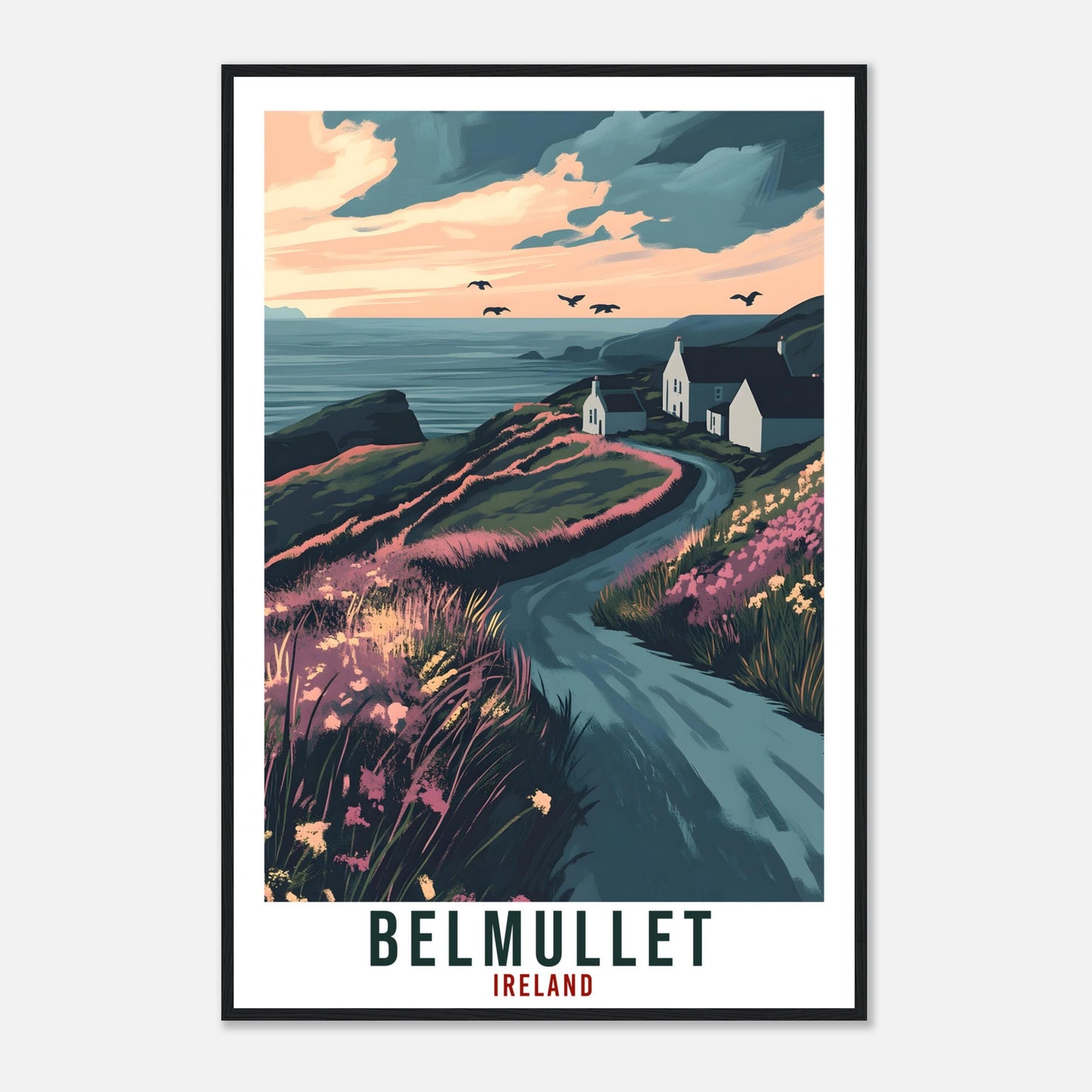 Belmullet Travel Print Ireland Home Decor Belmullet Wall Art Wall Hanging Art Lover Irish Artwork Travel Poster Belmullet Ireland Travel Art