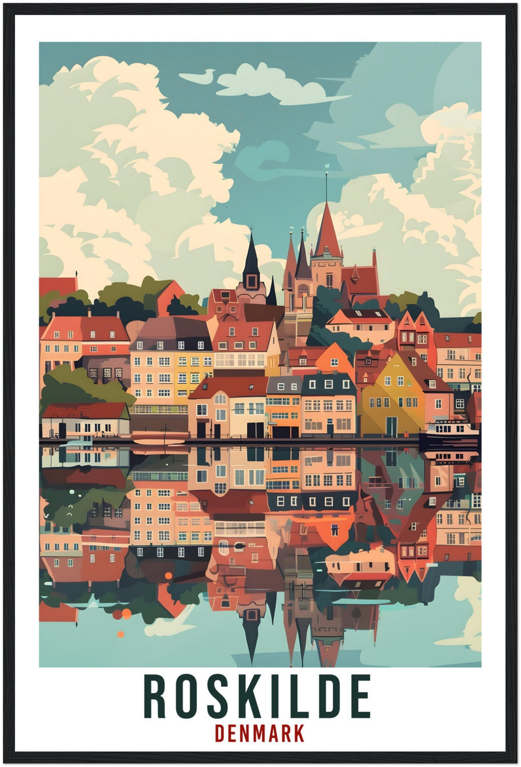 Roskilde Travel Print Denmark Wall Art Wall Hanging Home Living Décor Roskilde Gift Art Lover Gift Denmark Artwork Gift Danish Travel Poster