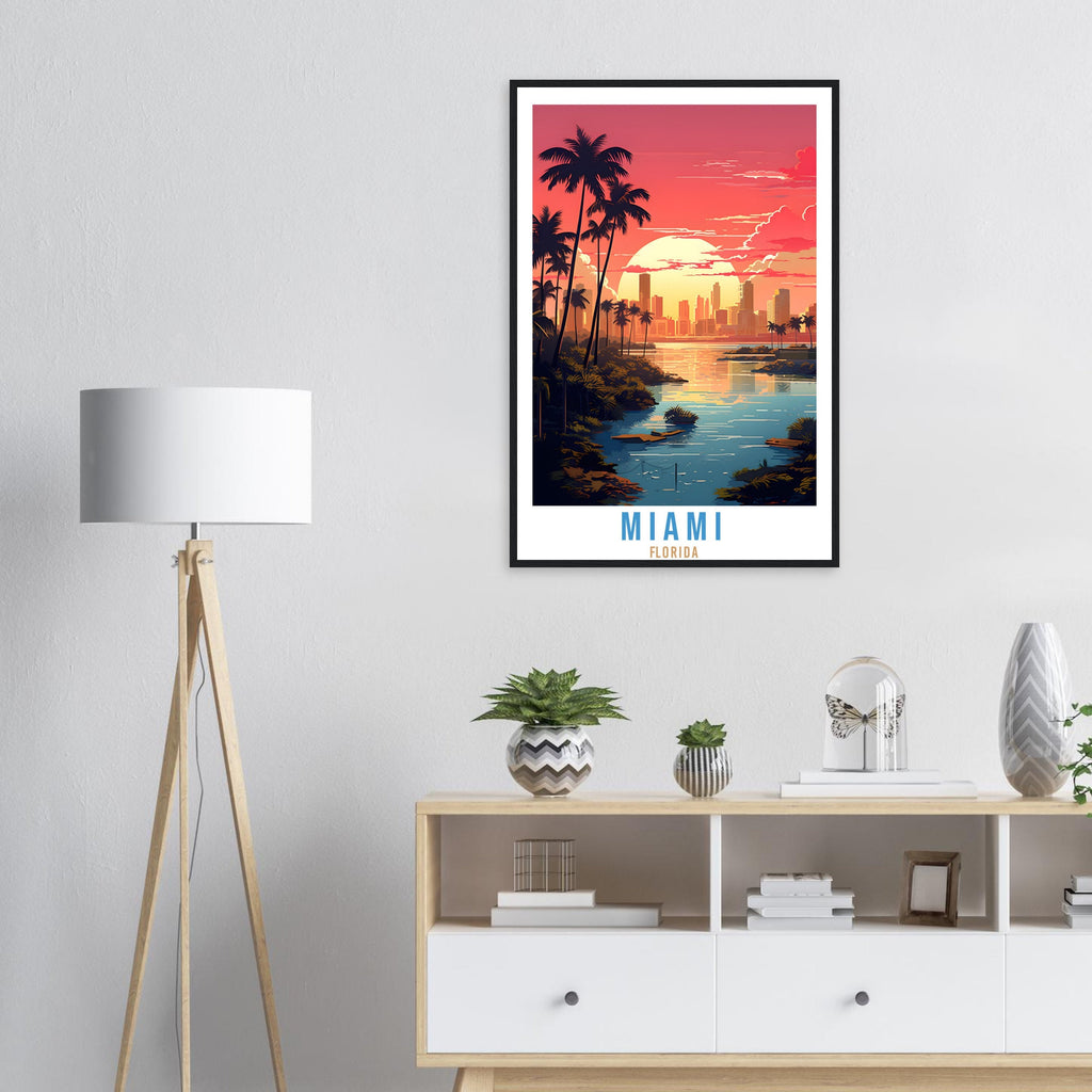 Miami Florida Travel Print Wall Miami Sunset Wall Hanging Travel Poster Miami City Landscape Florida Home Decor Florida Gift Travel Art