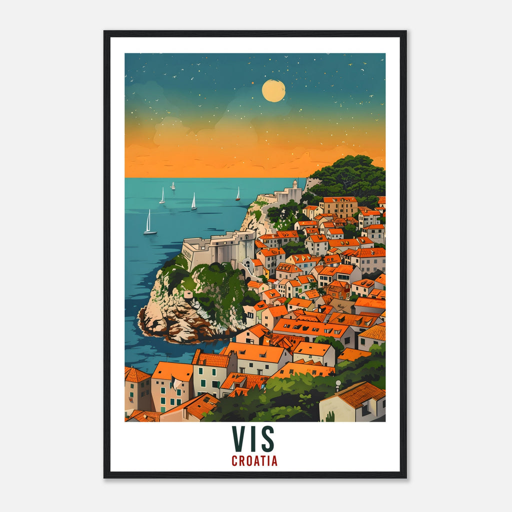Vis Island Travel Print Croatia Wall Art Wall Hanging Home Décor Vis Gift Croatian Landmark Artwork Gift Vis Croatia Holiday Travel Poster