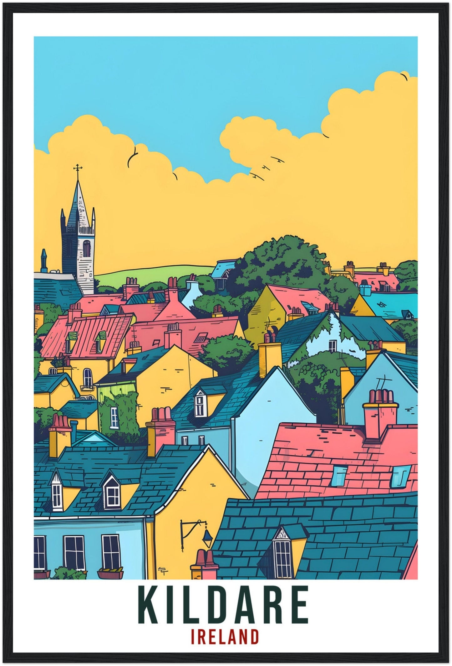 Kildare Travel Print Ireland Wall Art Wall Hanging Home Living Décor Kildare Gift Art Lovers Gift Irish Artwork Gift Ireland Travel Poster