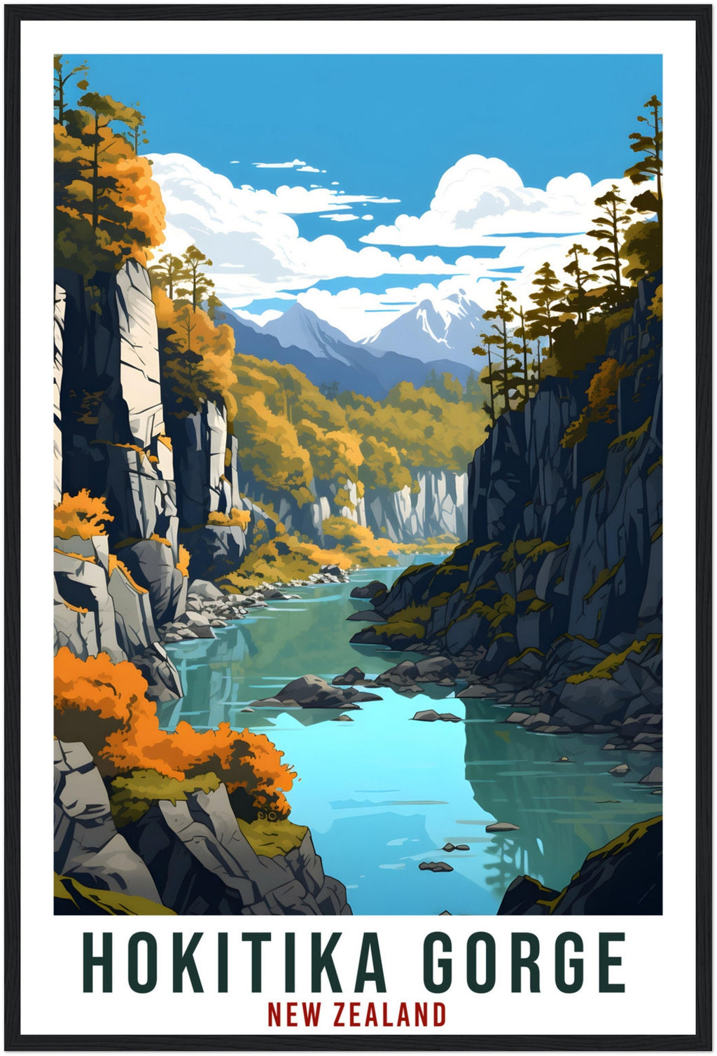 Hokitika Gorge Travel Print Wall Art Hokitika Gorge New Zealand Artwork Art Gifts Hokitika Gorge Travel Poster New Zealand Art Lovers Gift