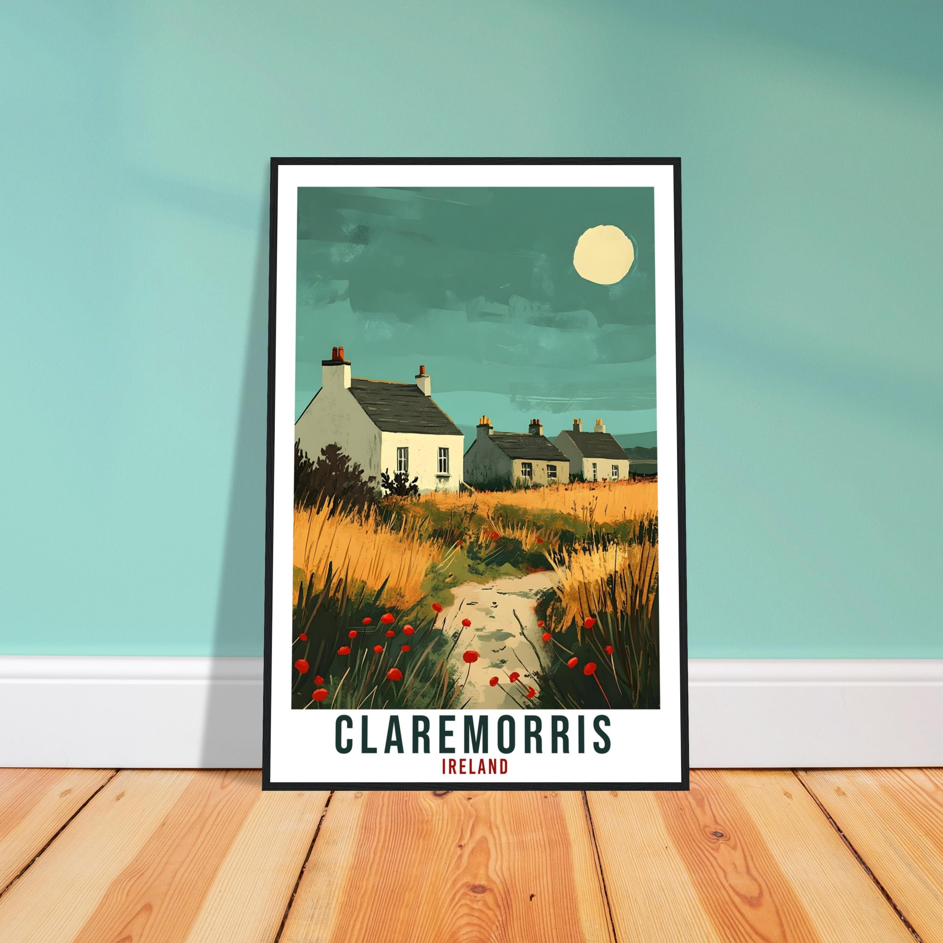 Claremorris Travel Print Ireland Home Decor Co. Mayo Wall Art Gift Wall Hanging Claremorris Irish Artwork Travel Poster Ireland Travel Art