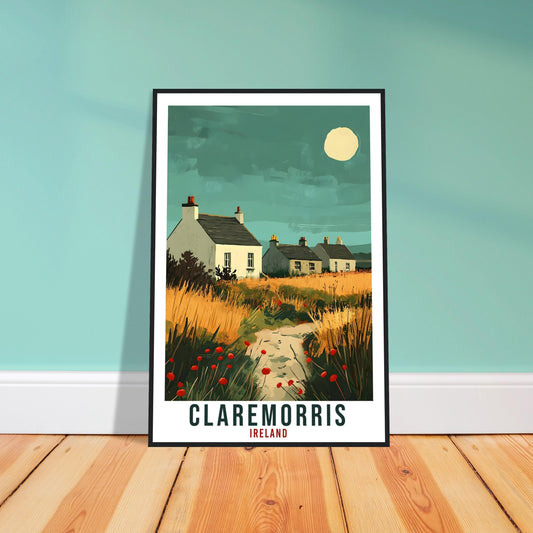 Claremorris Travel Print Ireland Home Decor Co. Mayo Wall Art Gift Wall Hanging Claremorris Irish Artwork Travel Poster Ireland Travel Art
