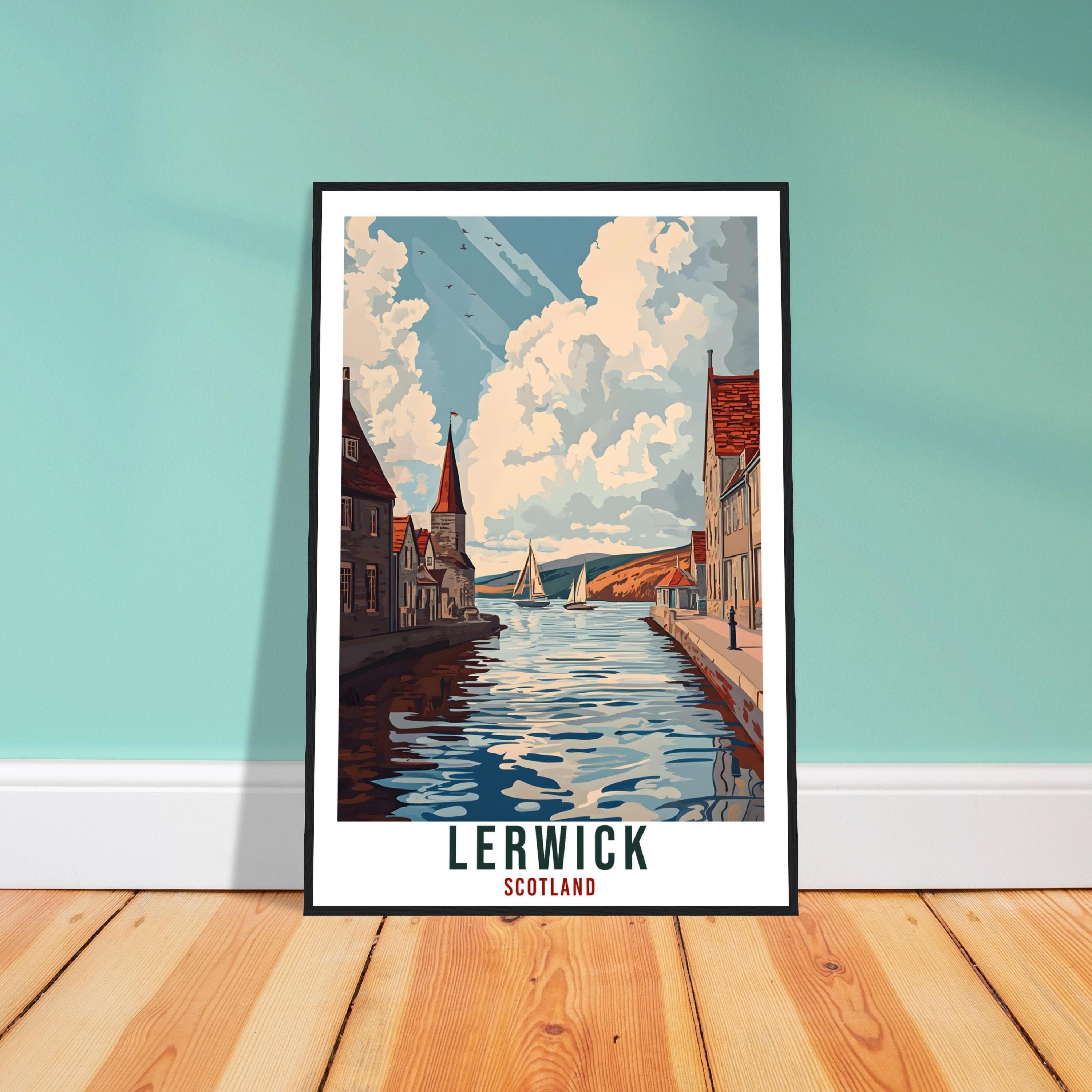 Lerwick Travel Print Scotland Home Decor Lerwick Wall Art Wall Hanging Art Lover Scotland Artwork Travel Poster Lerwick Travel Art Gift