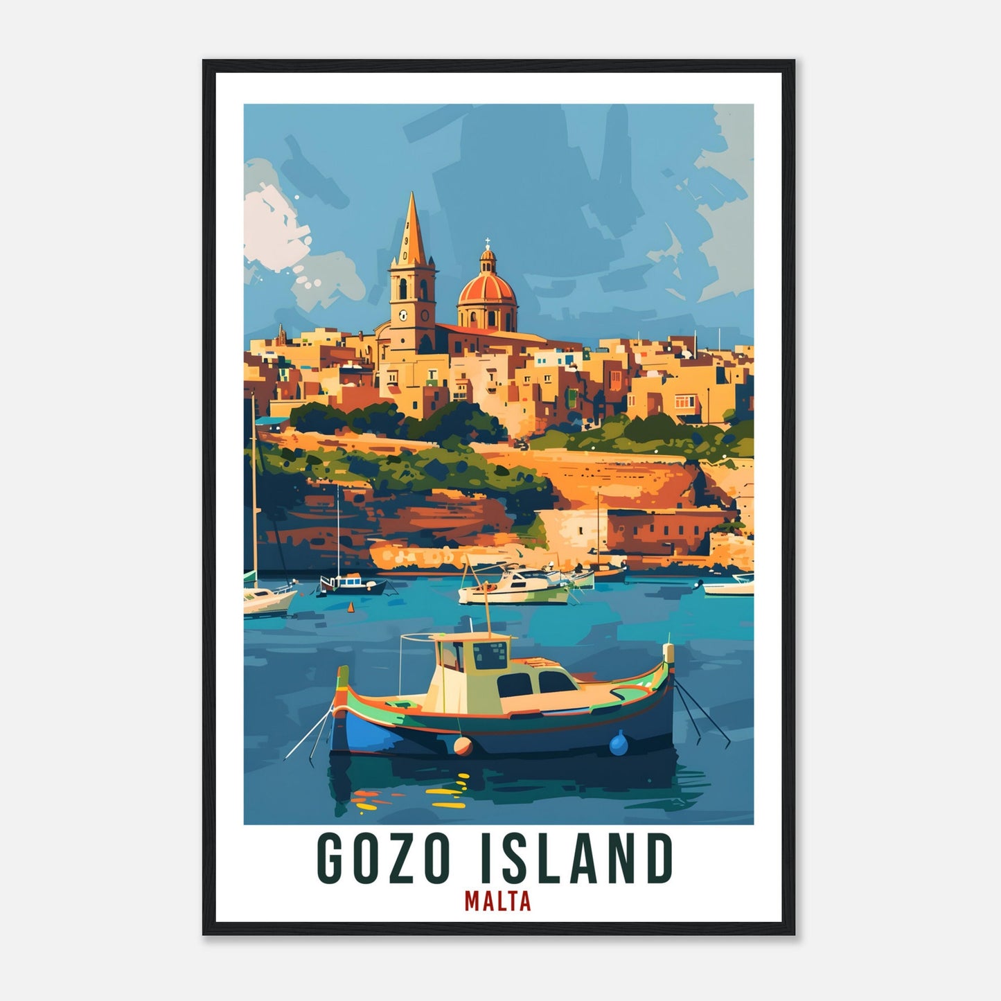 Gozo Island Travel Print Malta Wall Art Wall Hanging Home Living Décor Gozo Island Gift Art Gift Malta Artwork Gift Malta Travel Poster