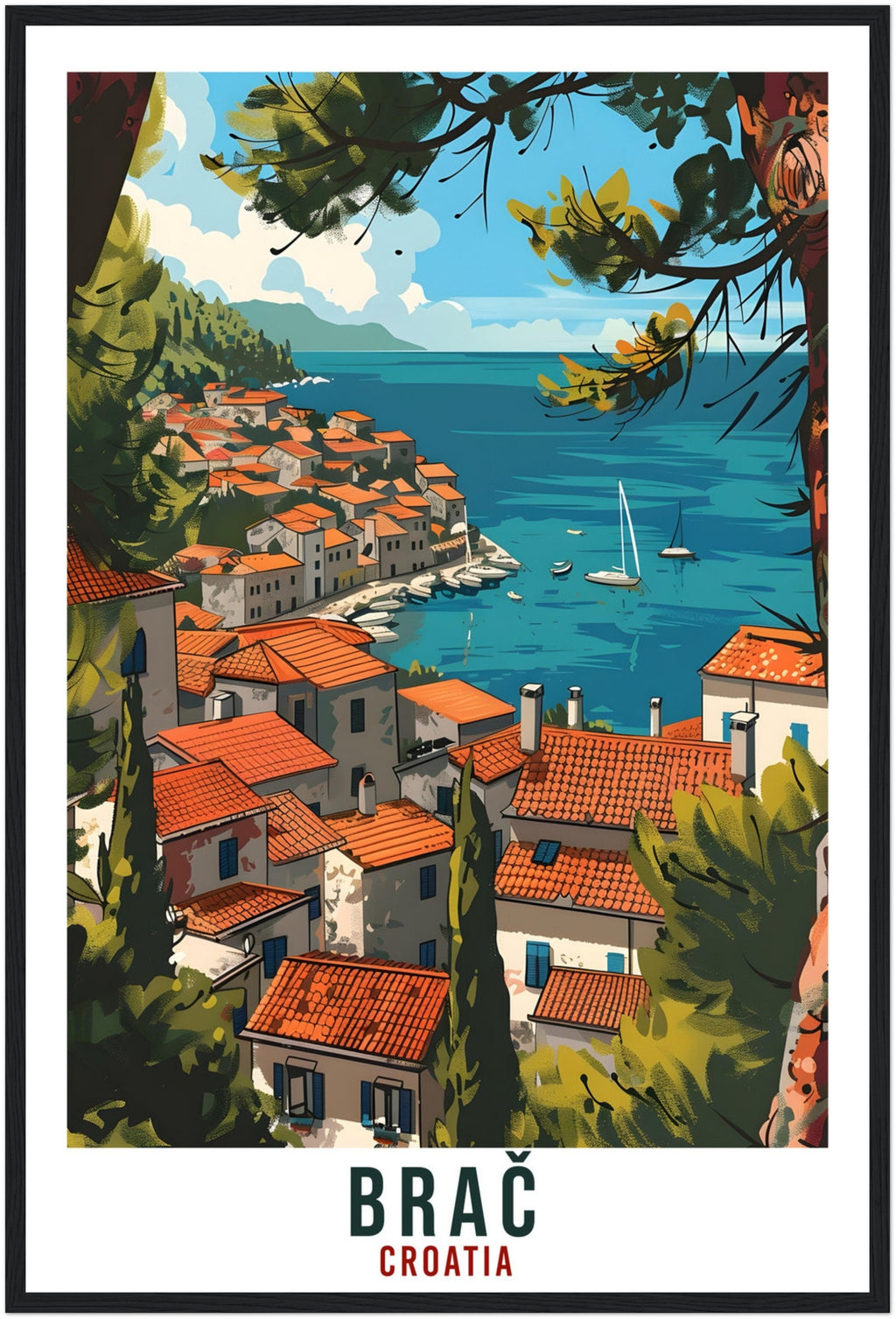 Brač Travel Print Croatian Island Wall Art Wall Hanging Home Décor Brač Croatia Landmark Artwork Gift Brač Croatia Holiday Travel Poster