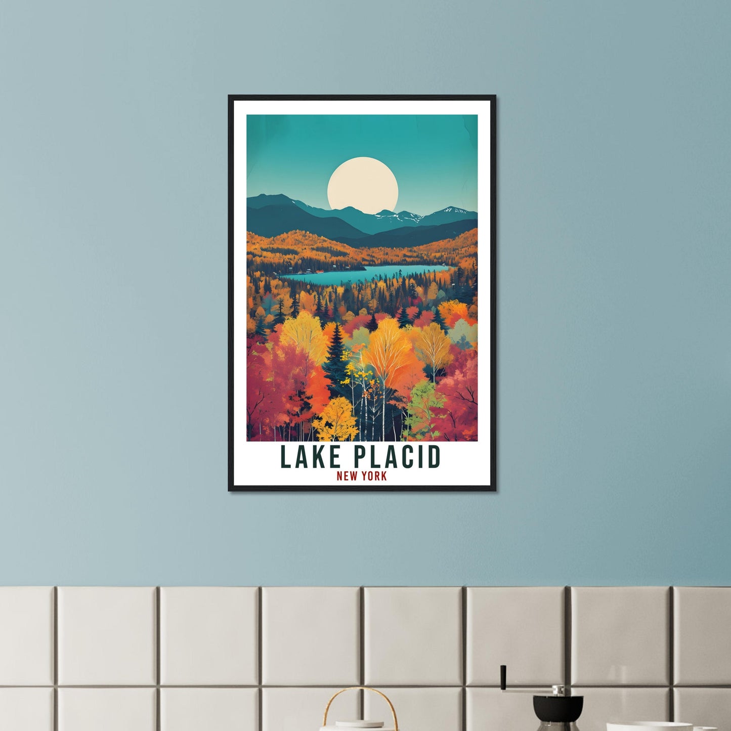 Lake Placid Travel Print New York Home Decoration USA City Wall Art Gift Wall Hanging Art Lover New York Artwork Lake Placid Travel Poster