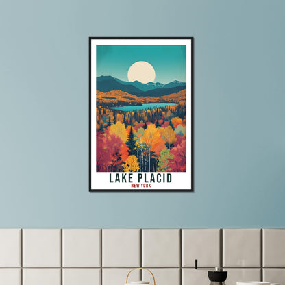 Lake Placid Travel Print New York Home Decoration USA City Wall Art Gift Wall Hanging Art Lover New York Artwork Lake Placid Travel Poster