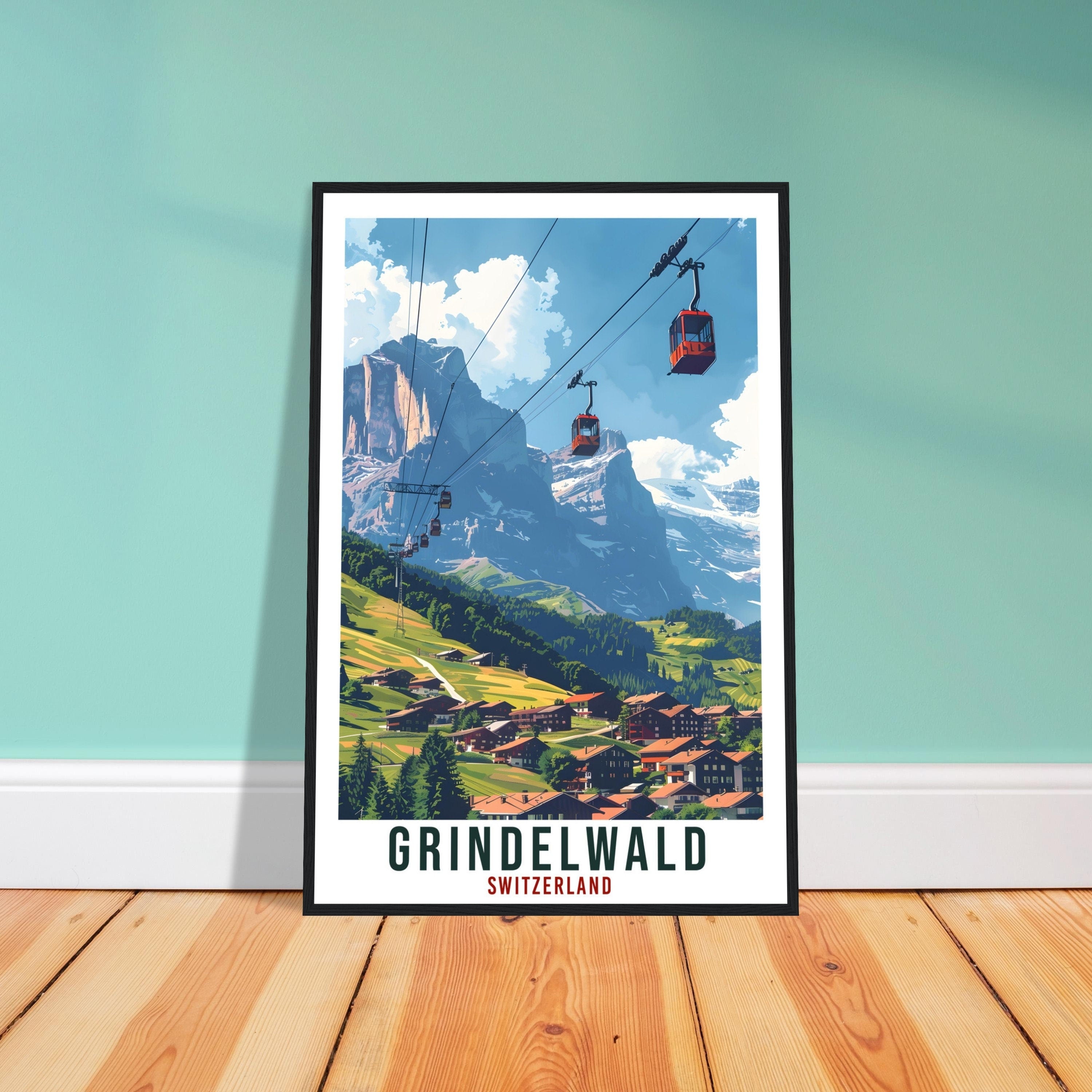 Grindelwald Travel Print Swiss Wall Art Wall Hanging Home Décor Grindelwald Gift Art Lover Gift Switzerland Artwork Gift Swiss Travel Poster
