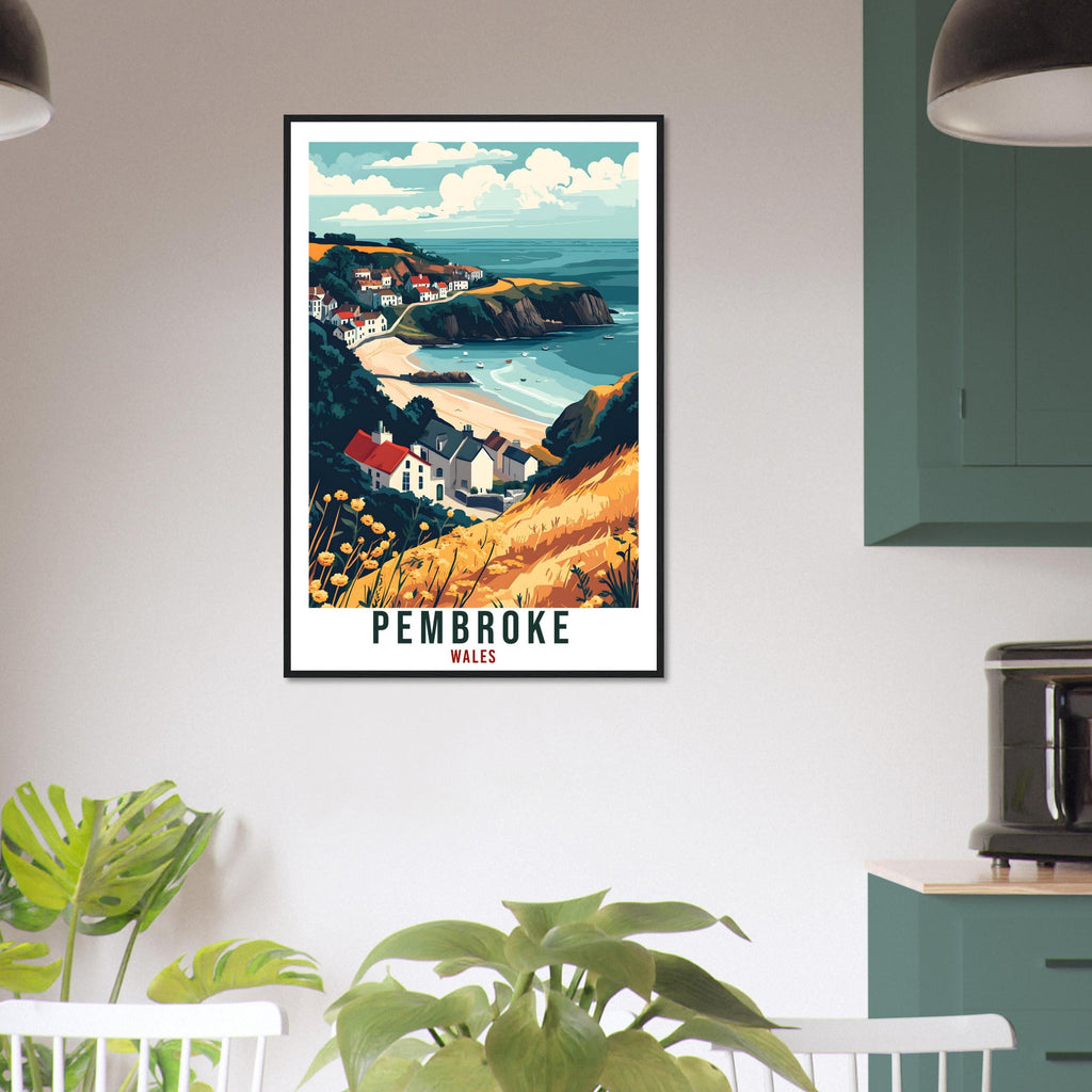 Pembroke Travel Print Wales Home Decor Pembroke Wall Art Wall Hanging Art Lover Wales Artwork Travel Poster Wales Pembroke Travel Art Gift
