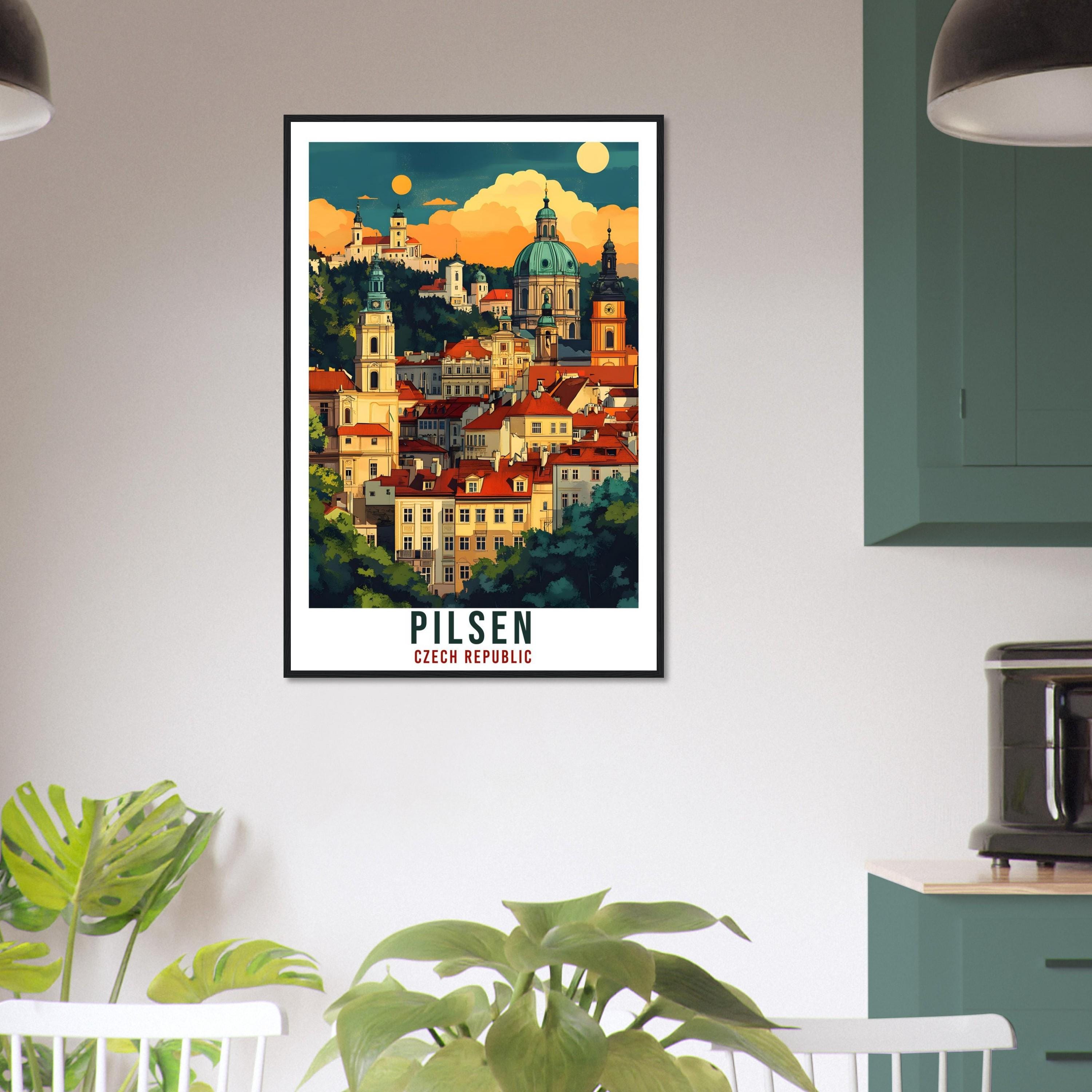 Pilsen Travel Print Czech Republic Home Decor Pilsen Wall Art Gift Wall Hanging Art Lover Pilsen Czechia Artwork Travel Poster Travel Art