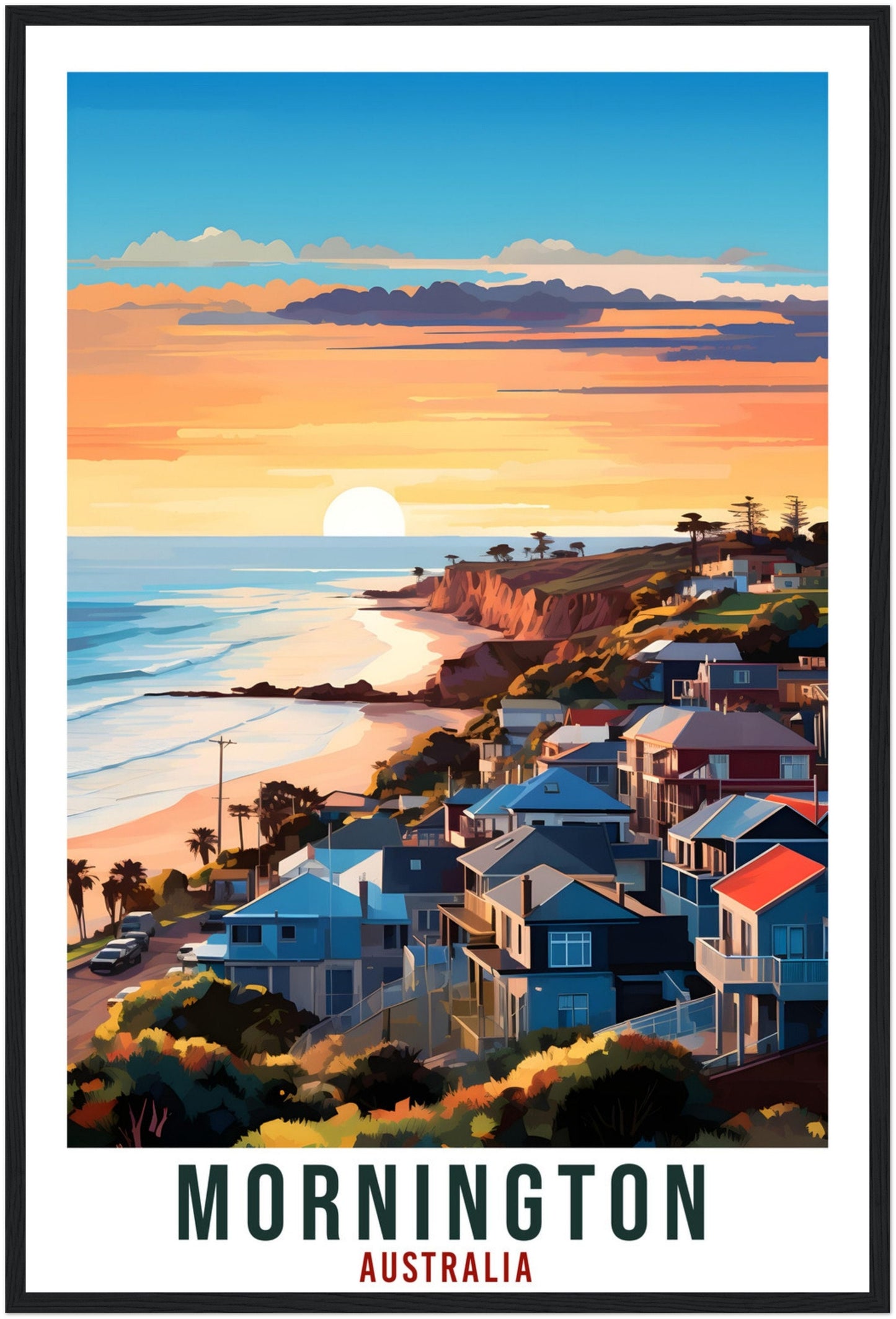 Mornington Travel Poster Wall Art Mornington Australia Decor Artwork Mornington Art Gifts Mornington Travel Print Australian Art Lover Gift