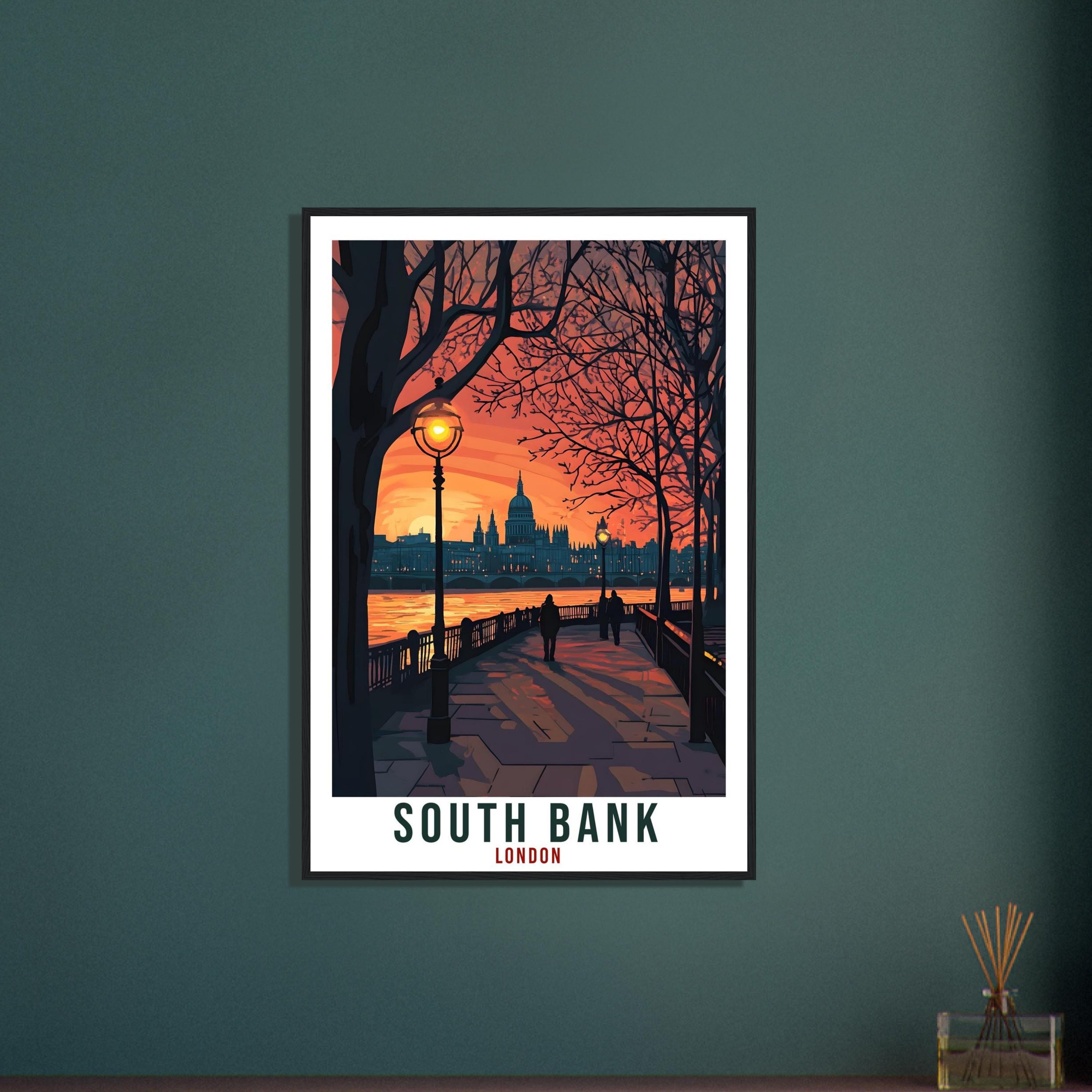 South Bank London Travel Print England London Wall Art Gift Wall Hanging Art Lover South Bank England Artwork Travel Poster UK Travel Art