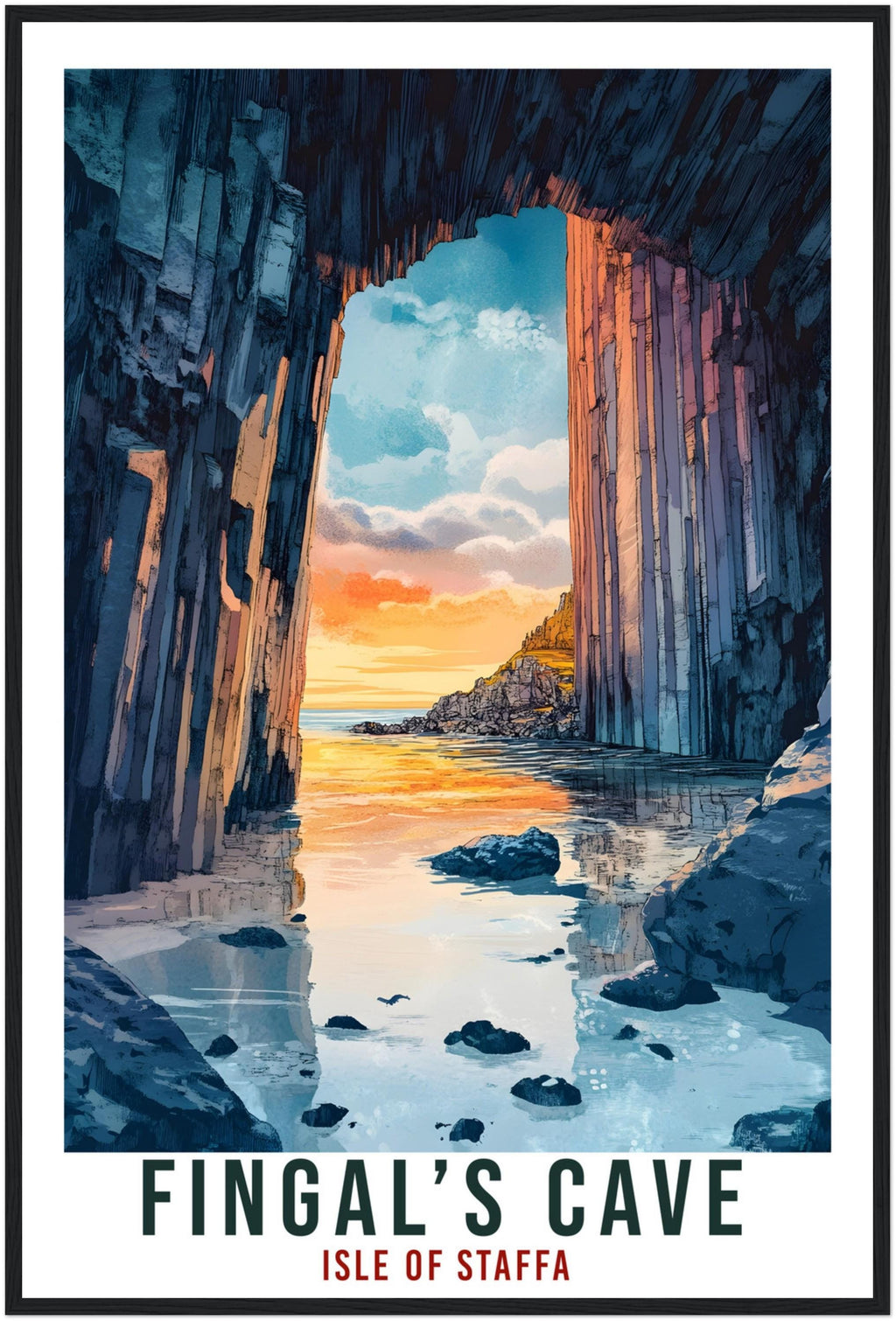 Fingal's Cave Travel Print Scotland Home Decor Fingal's Cave Wall Art Wall Hanging Art Lover Scotland Artwork Travel Poster Fingal's Cave