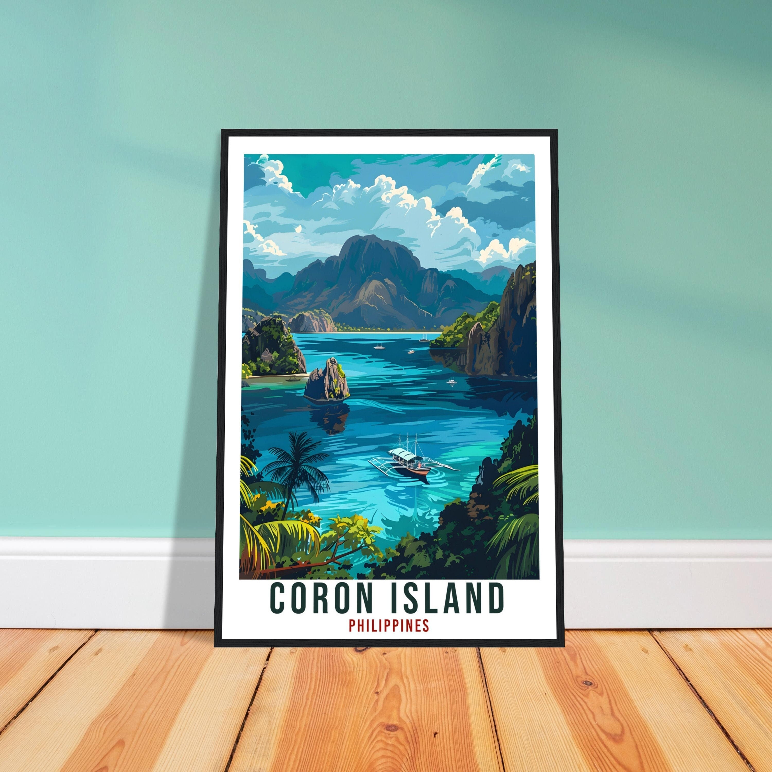 Coron Island Philippines Travel Print Wall Art Wall Hanging Home Décor Coron Island Gift Artwork Travel Art Philippines Beach Travel Poster