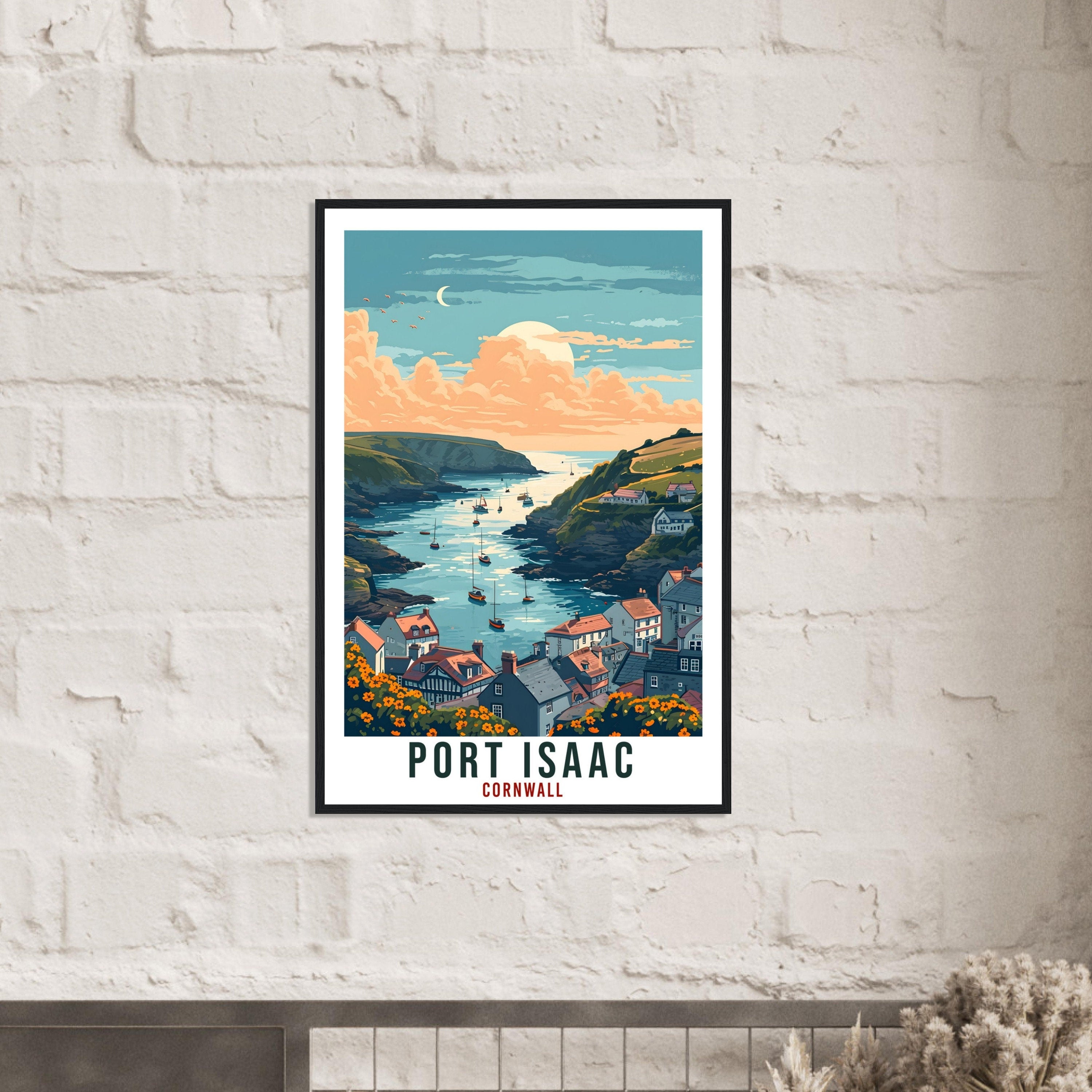 Port Issac Travel Poster Cornwall Wall Art Home Decor Wall Hanging Travel Art Gift Port Issac Travel Print England Landscape Artwork Gift