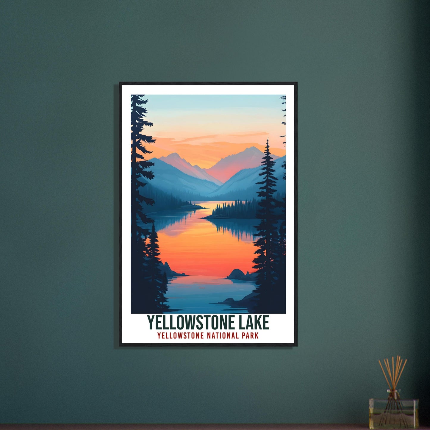 Yellowstone Lake Travel Print Wall Art Wall Hanging Home Décor Yellowstone National Park Gift Travel Art USA Wyoming Artwork Travel Poster