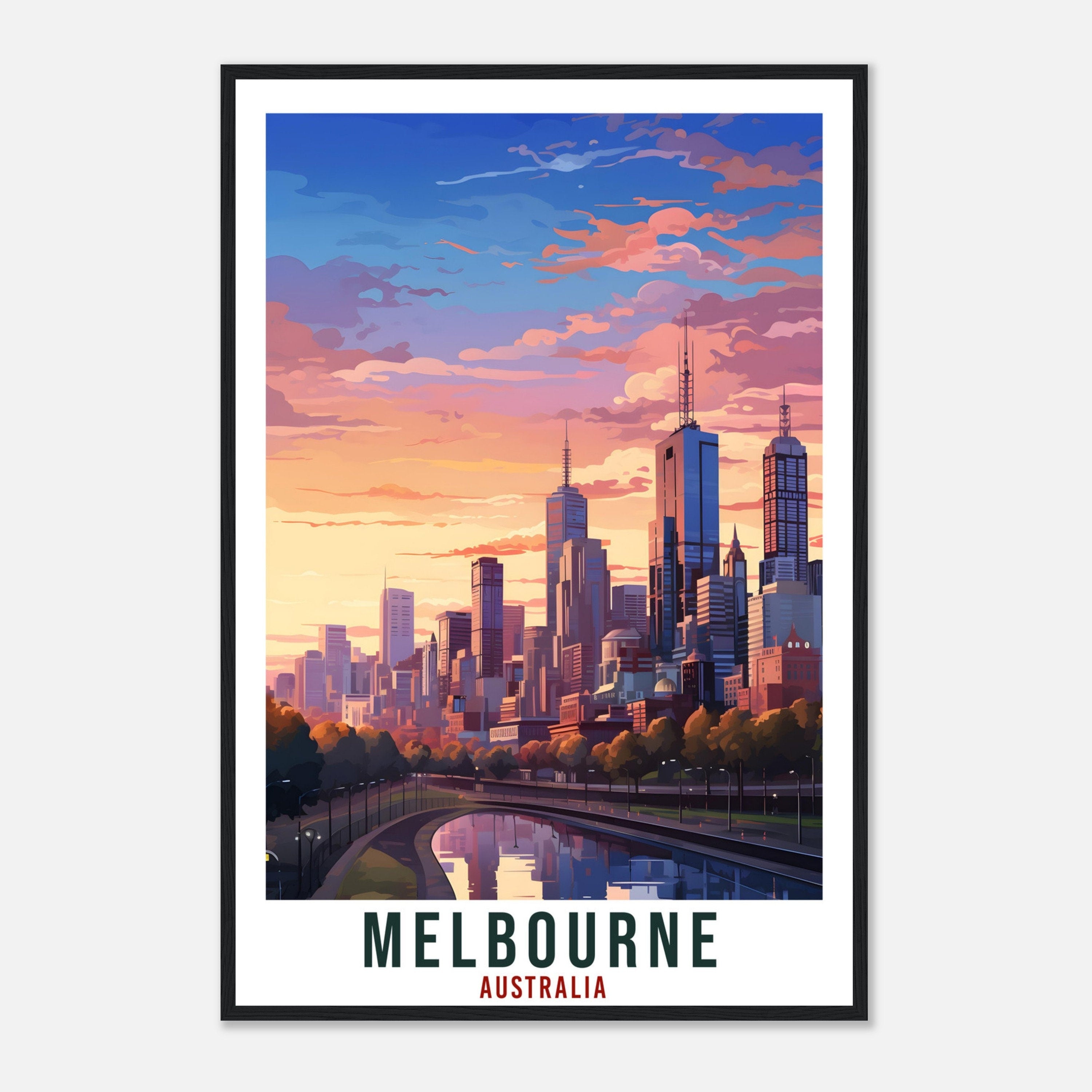 Melbourne Travel Poster Wall Art Melbourne Australia Cityscape Artwork Melbourne Art Gifts Melbourne Travel Print Australian Art Lover Gift