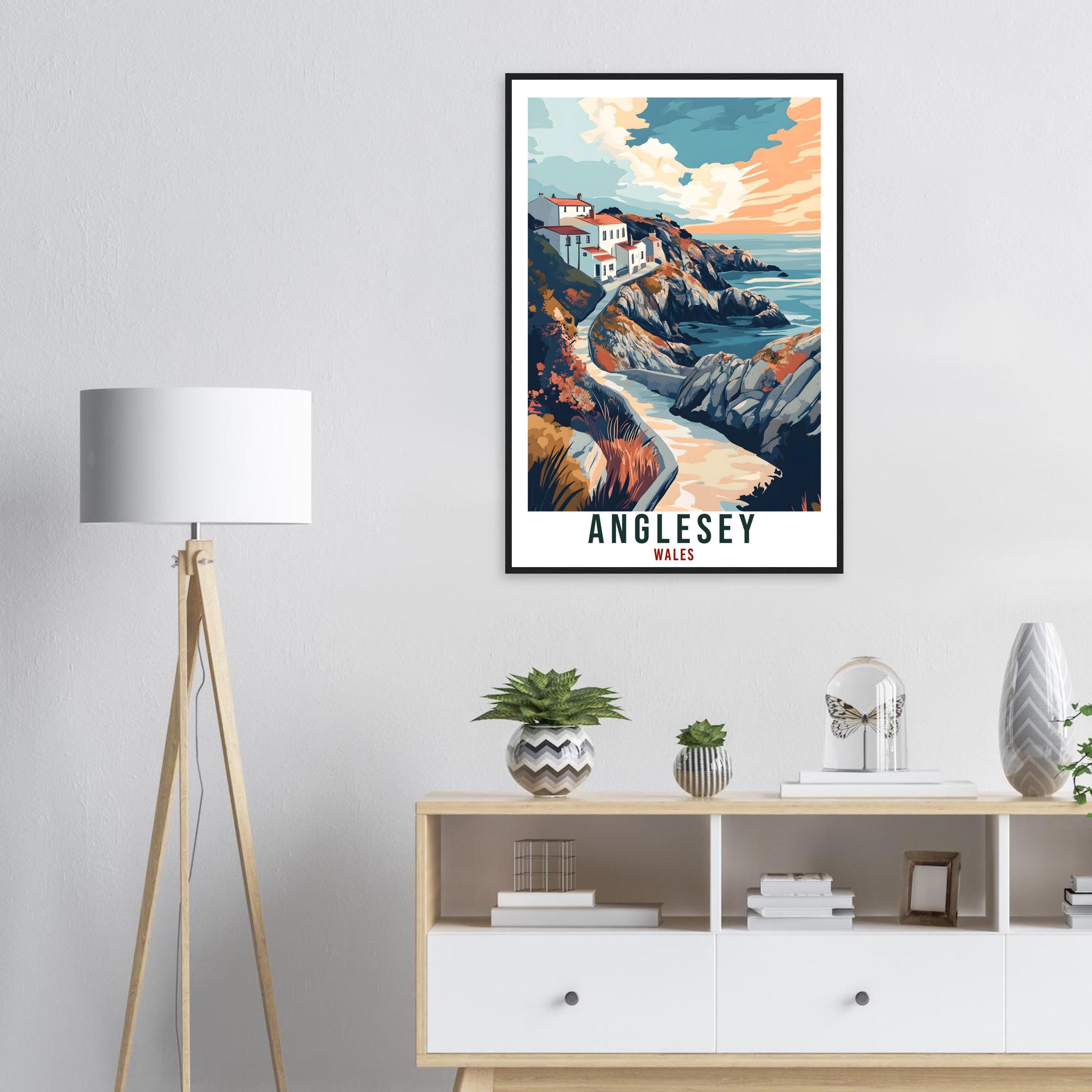 Anglesey Travel Print Wales Home Decor Anglesey Wall Art Wall Hanging Art Lover Wales Artwork Travel Poster Anglesey Travel Art Gift