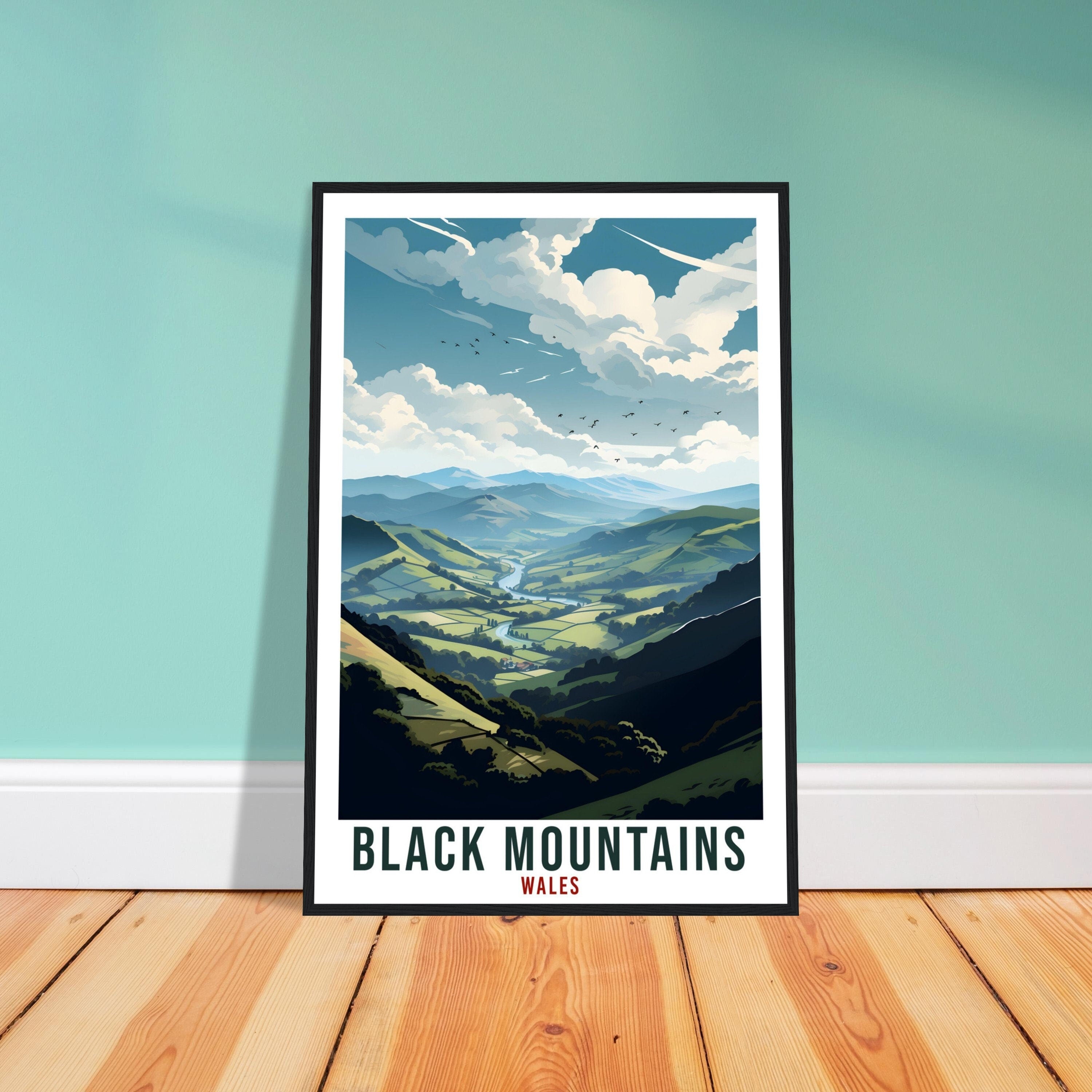 Black Mountains Travel Print Wales Wall Art Home Decor Wall Hanging Travel Art Gift Black Mountains Travel Poster Wales Landscape Artwork