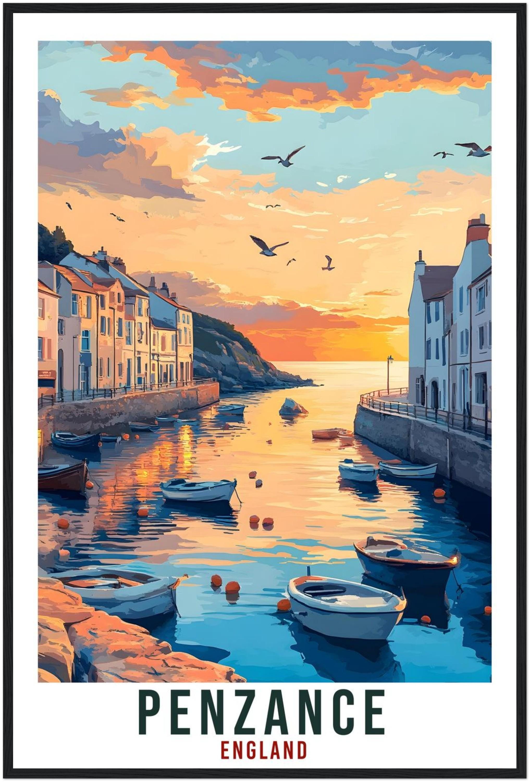 Penzance Travel Print Cornwall England Decor Penzance Wall Art Gift Wall Hanging Art Lover Penzance England Artwork Travel Poster Travel Art