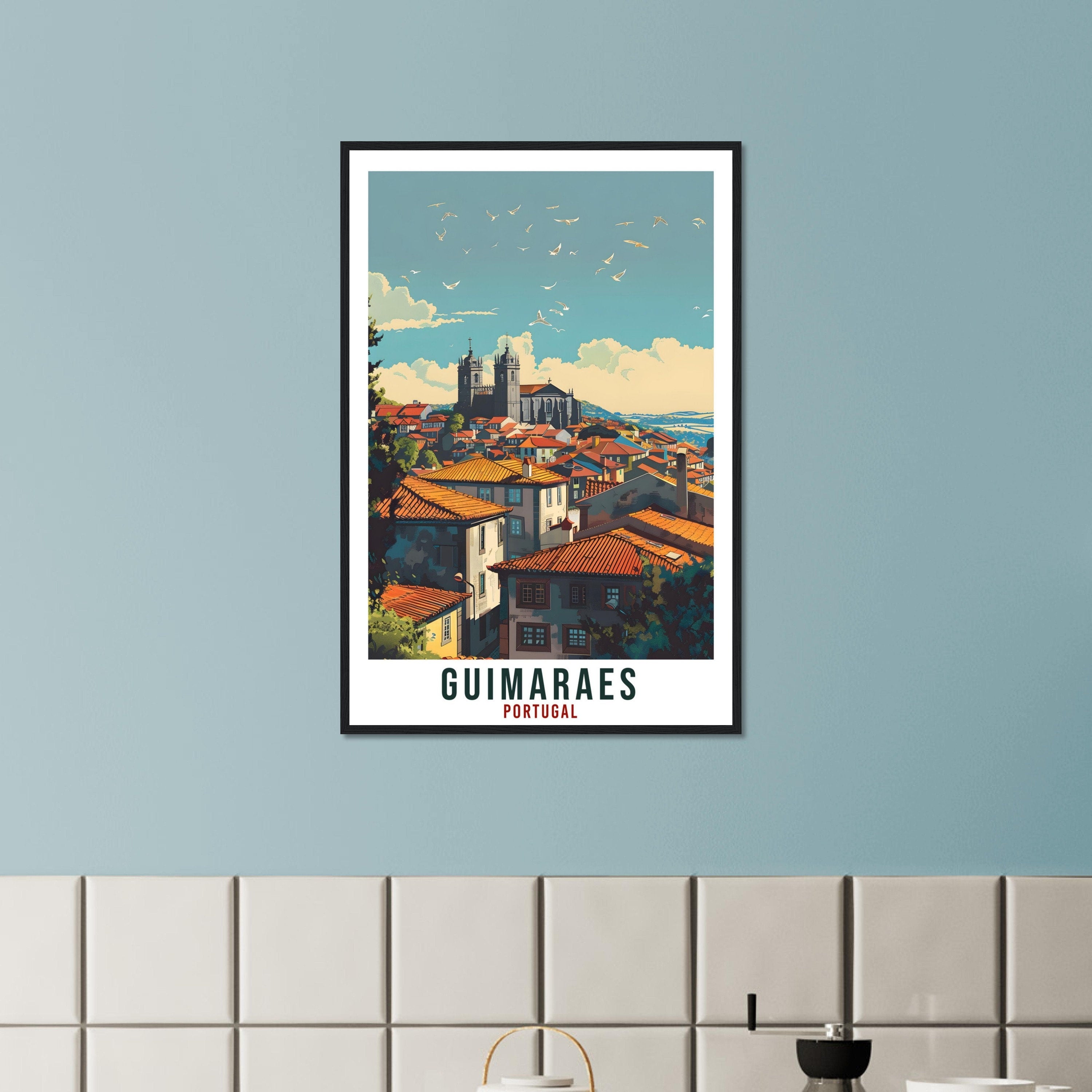 Guimaraes Travel Print Portugal Wall Art Wall Hanging Home Décor Guimaraes Gift Portugal Landmark Artwork Gift Guimaraes City Travel Poster