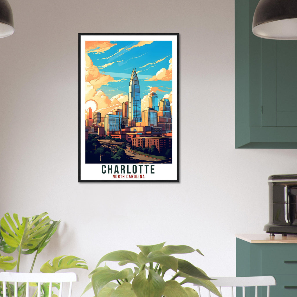 Charlotte Travel Print North Carolina Home Decoration US Wall Art Gift Wall Hanging Art Lover North Carolina Artwork Charlotte Travel Poster