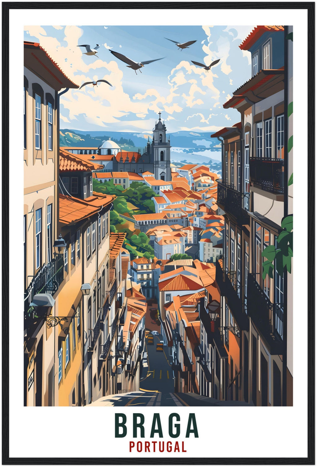 Braga Travel Print Portugal Wall Art Wall Hanging Home Décor Braga Gift Portugal Landmark Artwork Gift Portugal Braga Holiday Travel Poster