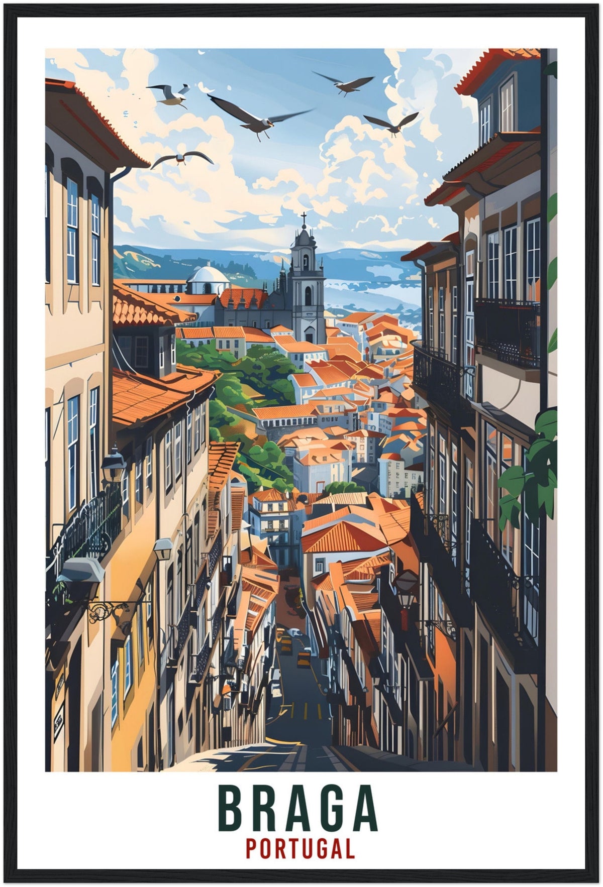 Braga Travel Print Portugal Wall Art Wall Hanging Home Décor Braga Gift Portugal Landmark Artwork Gift Portugal Braga Holiday Travel Poster
