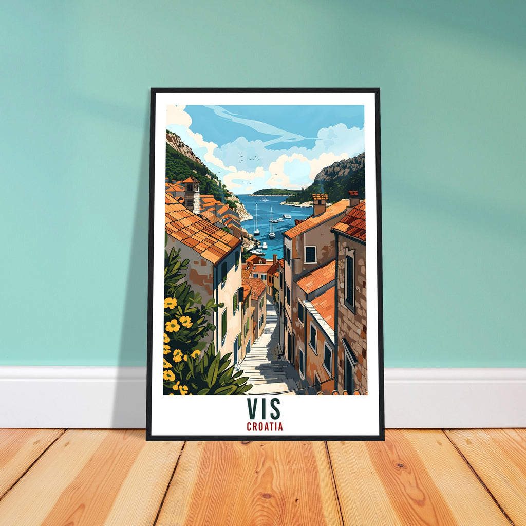 Vis Travel Print Croatian Island Wall Art Wall Hanging Home Décor Vis Gift Croatian Landmark Artwork Gift Vis Croatia Holiday Travel Poster