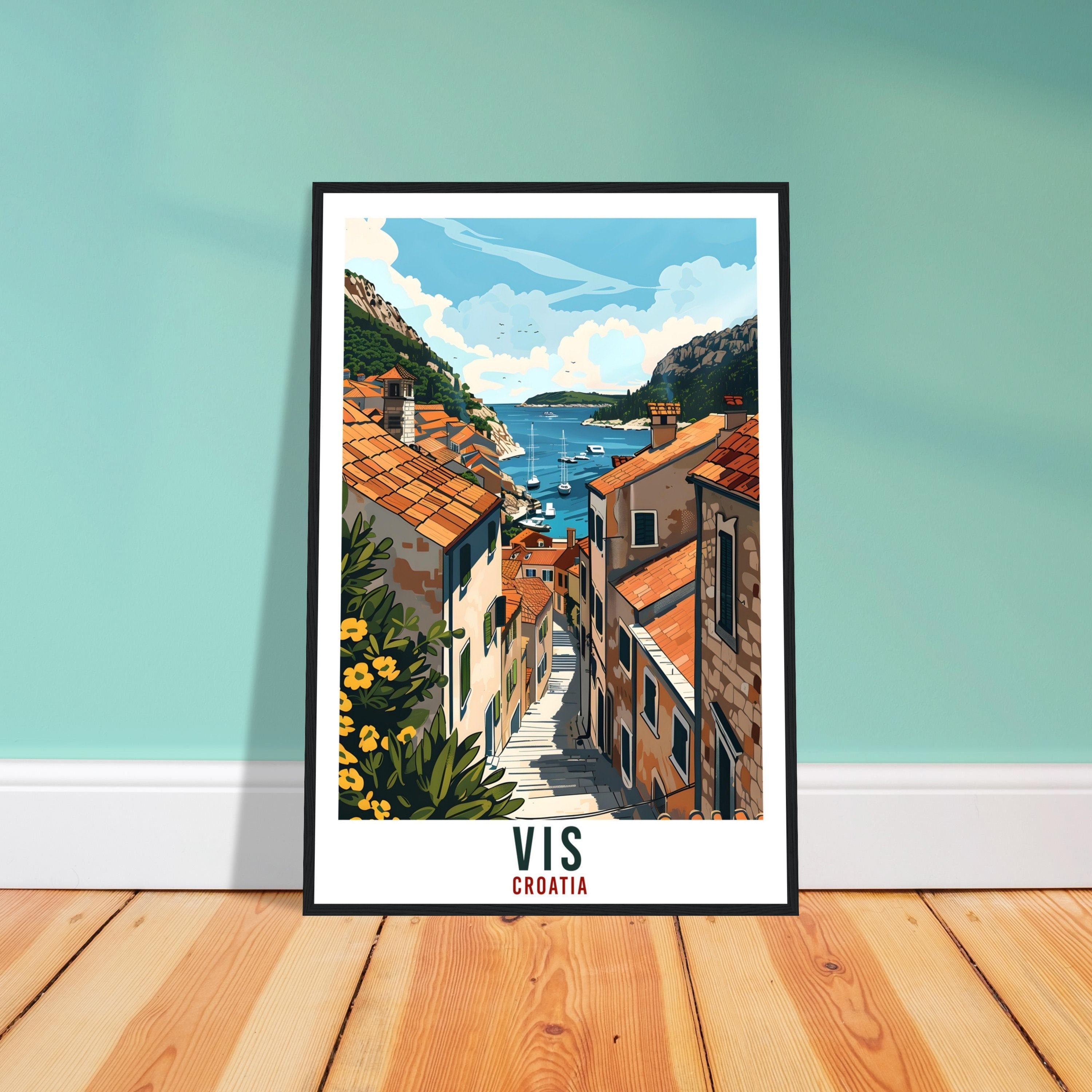 Vis Travel Print Croatian Island Wall Art Wall Hanging Home Décor Vis Gift Croatian Landmark Artwork Gift Vis Croatia Holiday Travel Poster