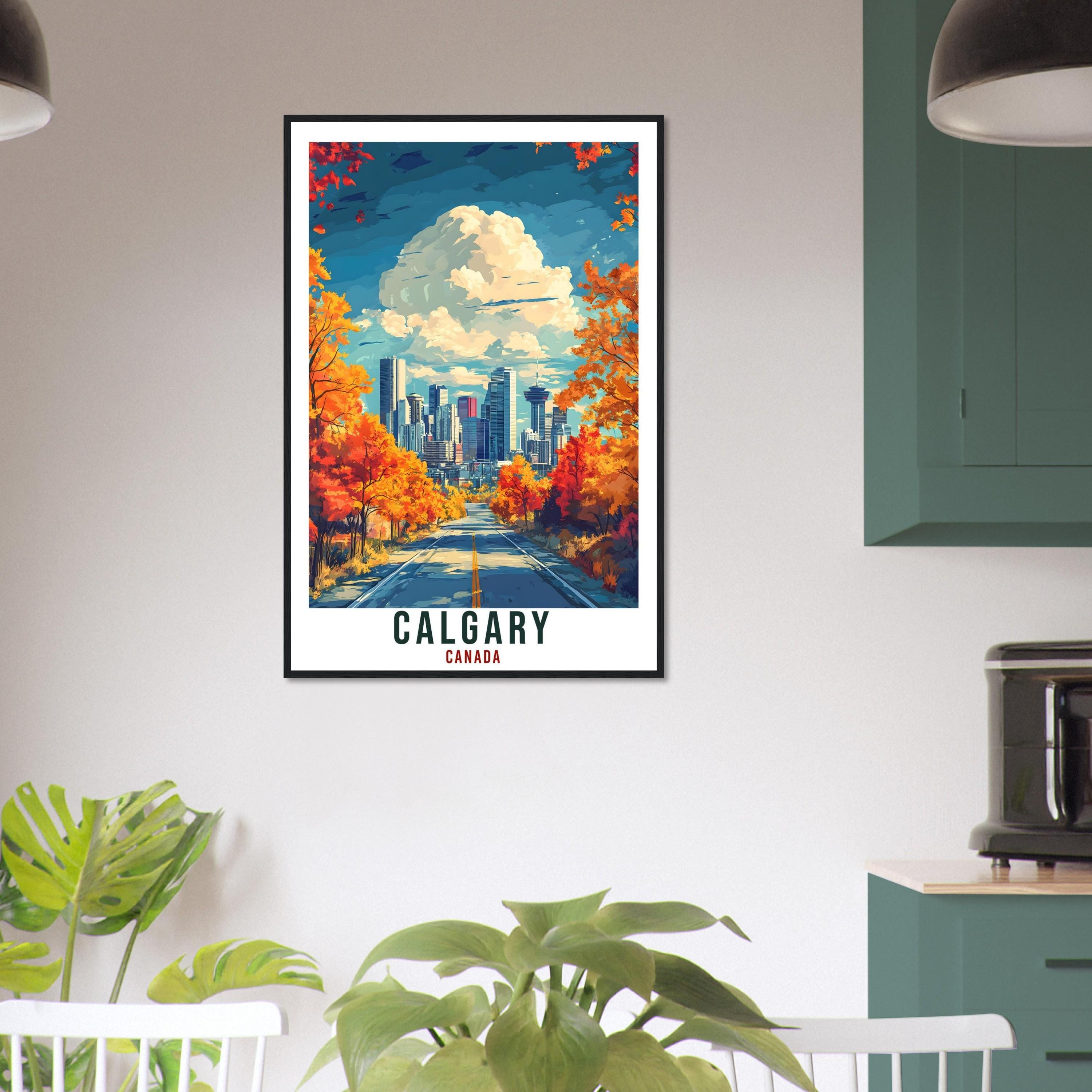 Calgary Travel Print Canada Home Decor Calgary Wall Art Gift Wall Hanging Art Lover Calgary Canadian Artwork Travel Poster Alberta Artwork