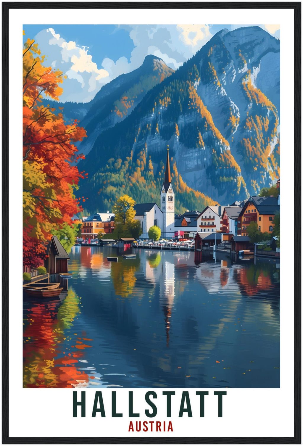 Hallstatt Travel Print Austria Decor Hallstatt Austrian City Wall Art Gift Wall Hanging Art Lover Austria Artwork Hallstatt Travel Poster