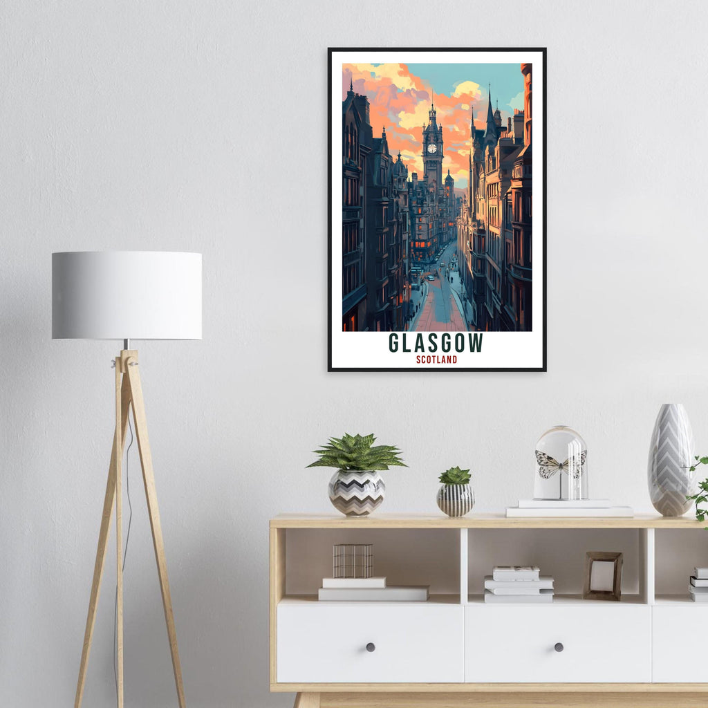 Glasgow Travel Print Scotland Home Decor Glasgow Wall Art Wall Hanging Art Lover Scotland Artwork Travel Poster Glasgow City Travel Art