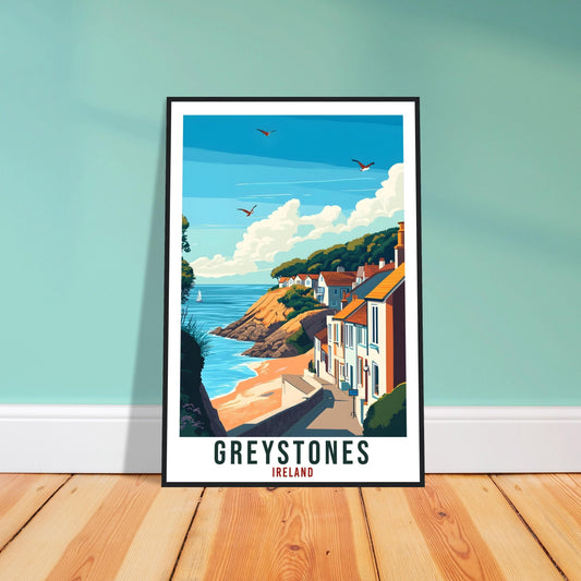Greystones Travel Print Ireland Home Decor Greystones Wall Art Wall Hanging Art Lover Irish Artwork Travel Poster Greystones Ireland Travel